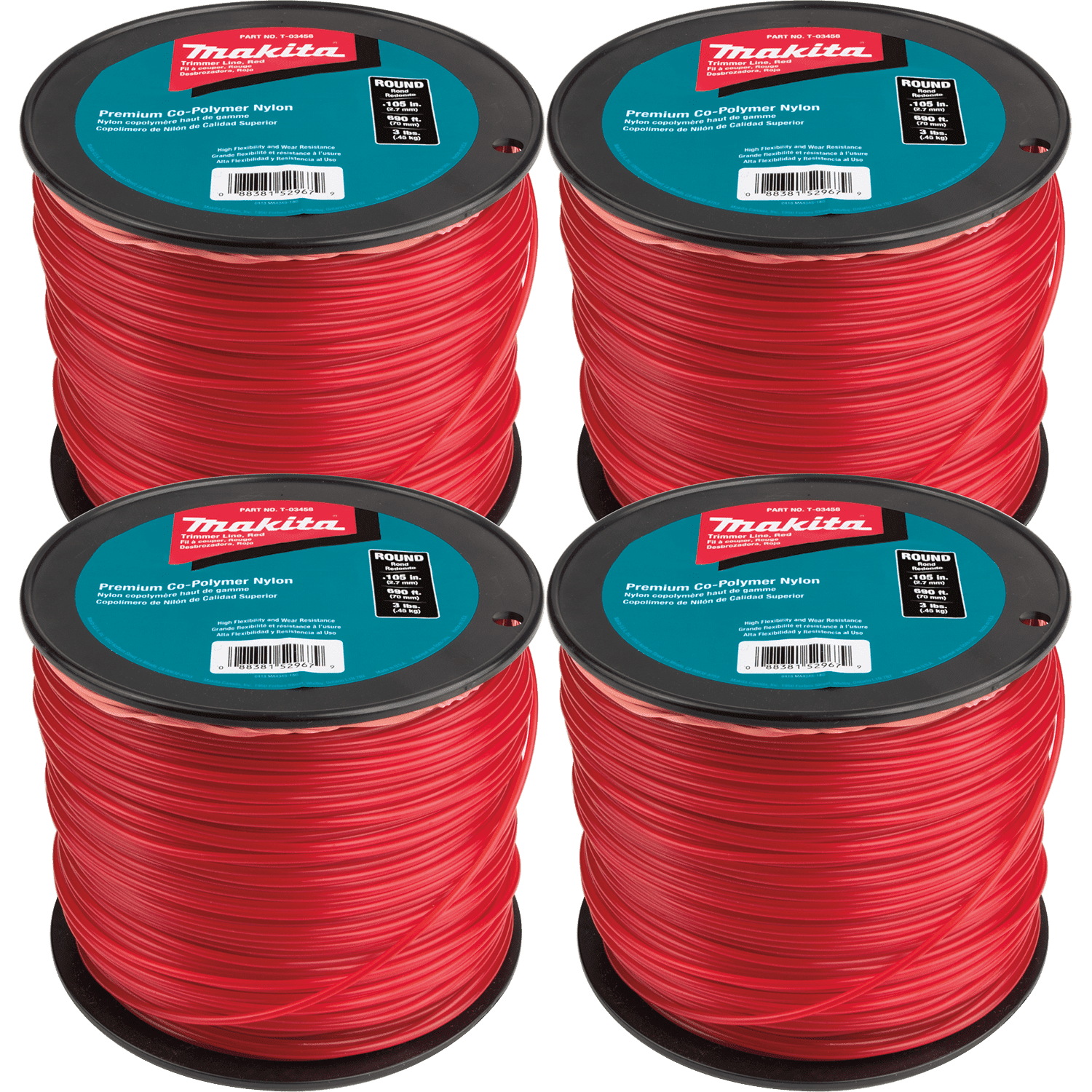 Picture of Round Trimmer Line, 0.105”, Red, 690’, 3 lbs., 4/pk