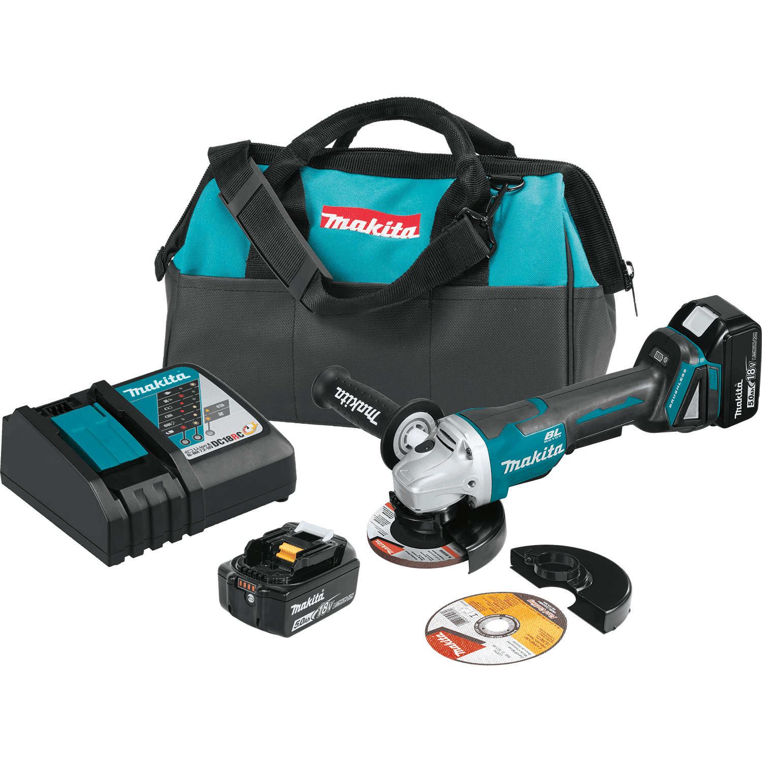 Picture of 18V LXT Lithium-Ion Brushless Cordless 4-1/2” / 5" Paddle Switch Cut-Off/Angle Grinder Kit, with Electric Brake (5.0Ah)