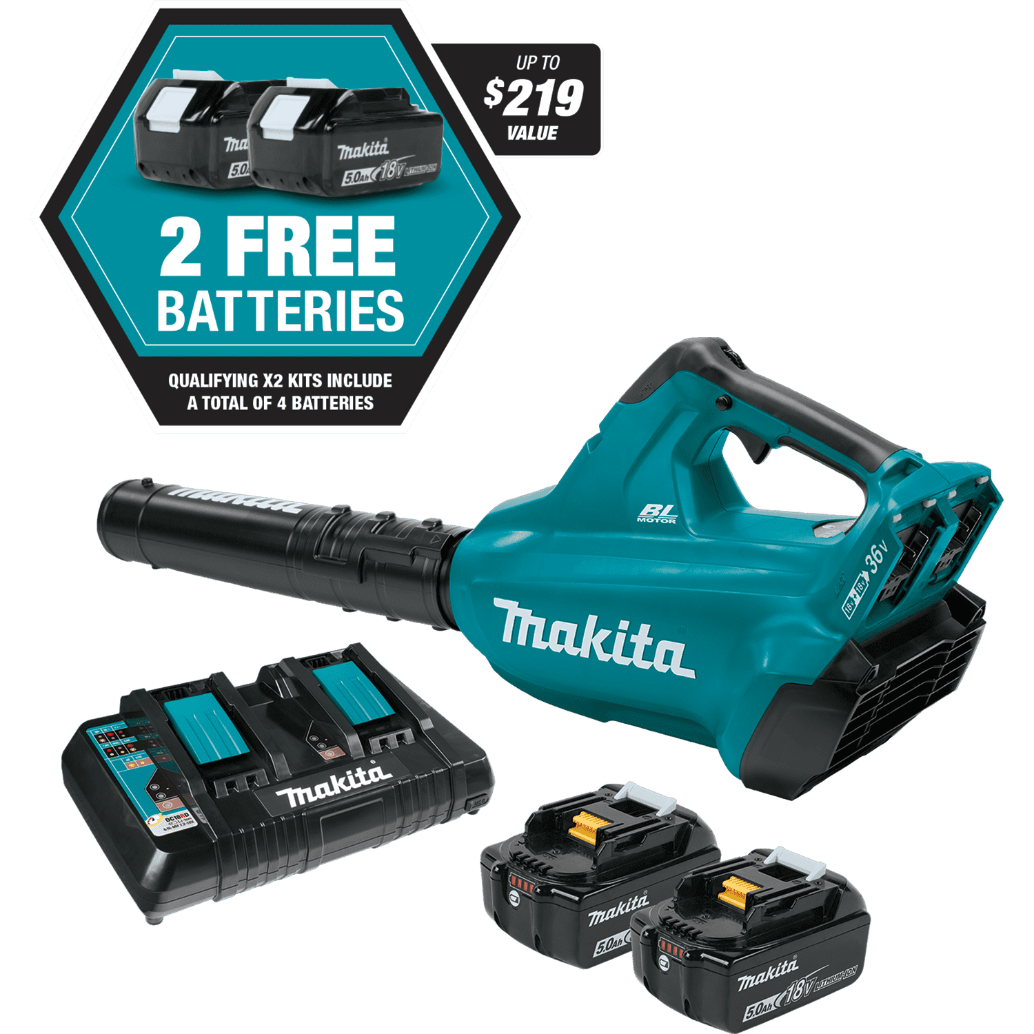 Picture of 18V X2 (36V) LXT Lithium-Ion Brushless Cordless Blower Kit with 4 Batteries (5.0Ah)