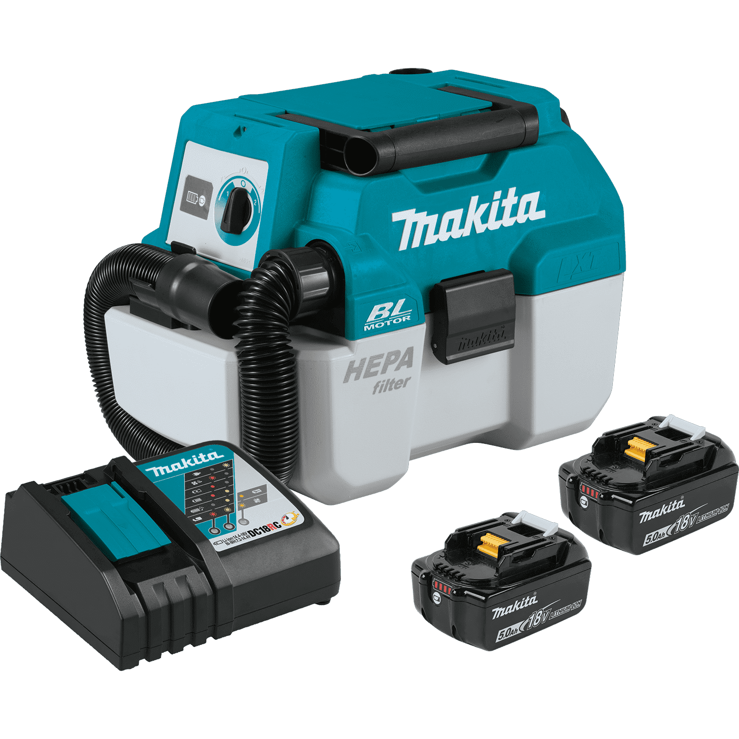 Picture of 18V LXT Lithium-Ion Brushless Cordless 2 Gallon HEPA Filter Portable Wet/Dry Dust Extractor/Vacuum Kit (5.0Ah)