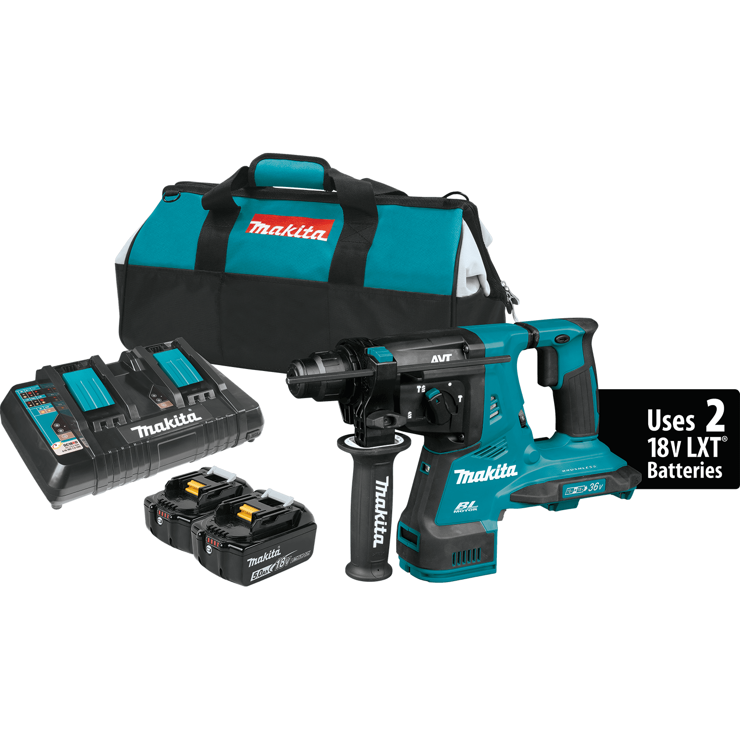 Picture of 18V X2 LXT Lithium-Ion (36V) Brushless Cordless 1-1/8" AVT Rotary Hammer Kit, accepts SDS-PLUS bits (5.0Ah)