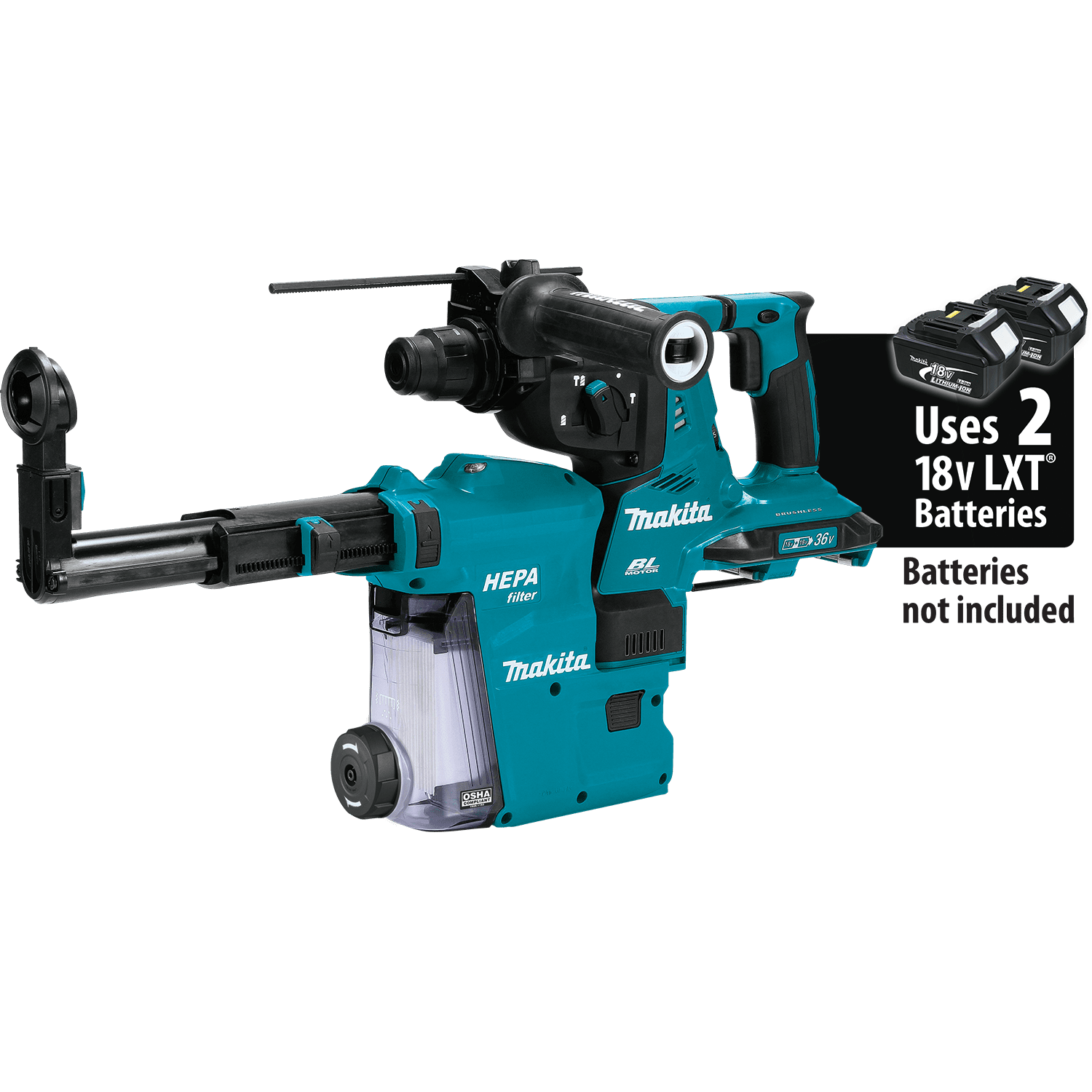 Picture of 18V X2 LXT (36V) Brushless Cordless 1-1/8" AVT Rotary Hammer, SDS-PLUS, w/ HEPA Dust Extractor, AFT, AWS Capable, Tool Only