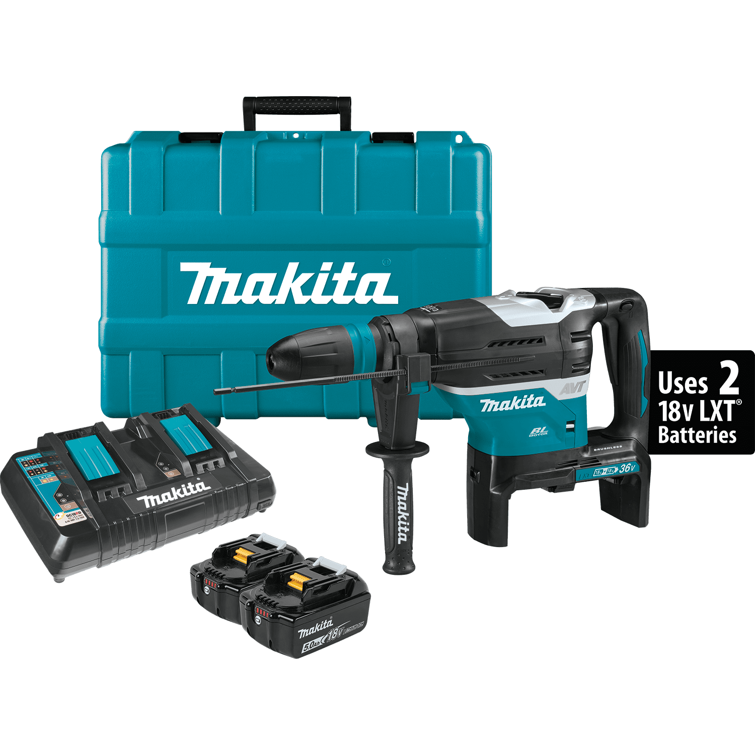 Picture of 18V X2 LXT Lithium-Ion (36V) Brushless Cordless 1-9/16" Advanced AVT Rotary Hammer Kit, accepts SDS-MAX bits, AWS (5.0Ah)