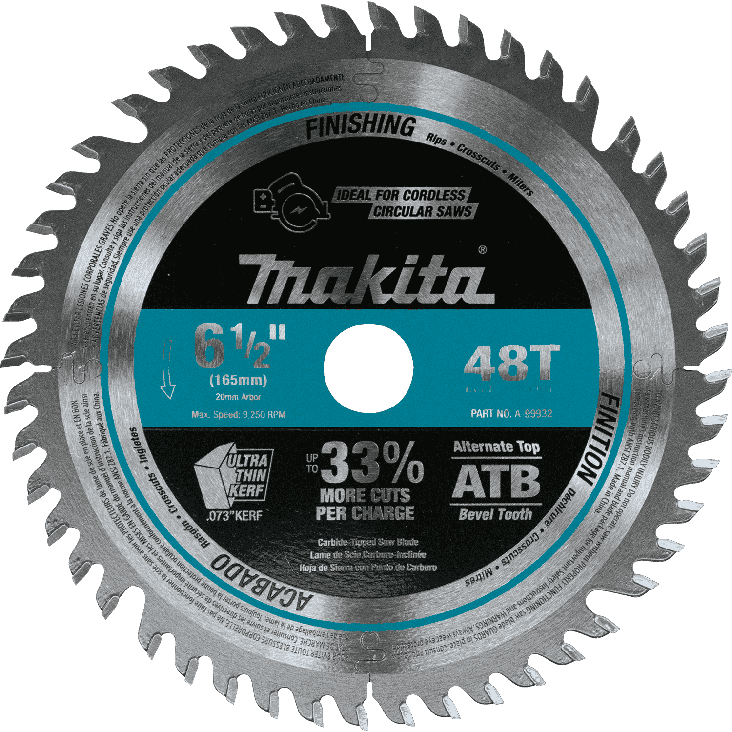 Picture of 6-1/2" 48T Carbide-Tipped Cordless Plunge Saw Blade
