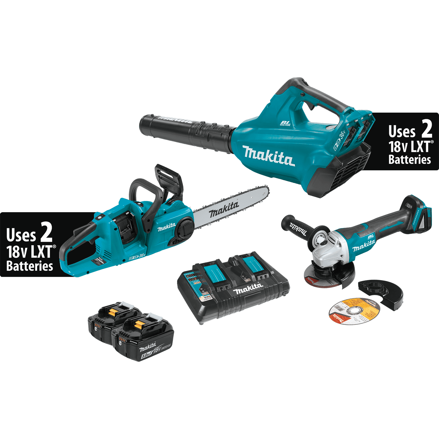 Picture of 18V X2 (36V) LXT Lithium-Ion Brushless Cordless 2-Pc. Combo Kit (5.0Ah) and Brushless Angle Grinder