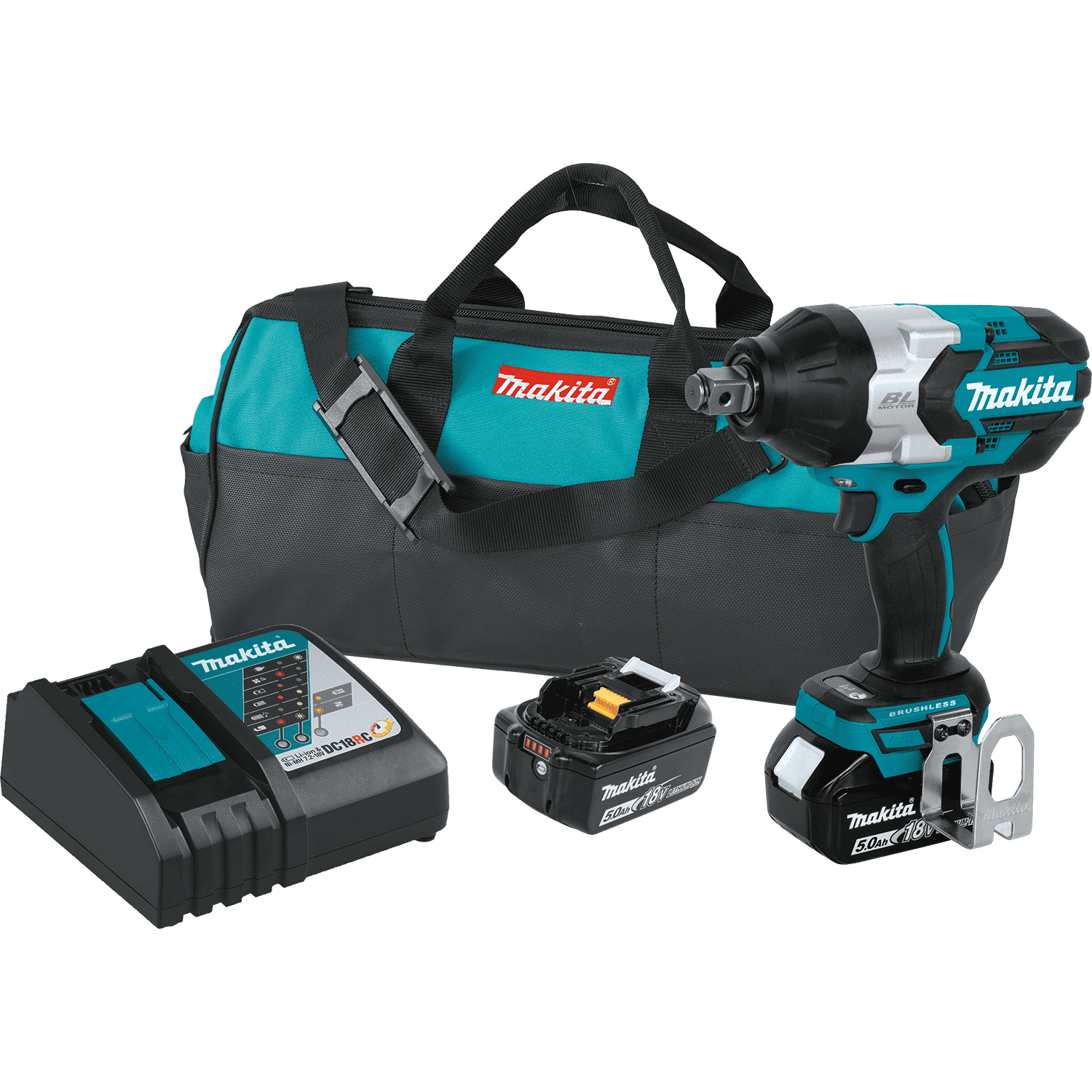 Picture of 18V LXT Lithium-Ion Brushless Cordless High Torque 3/4" Sq. Drive Impact Wrench Kit w/ Friction Ring Anvil (5.0Ah)