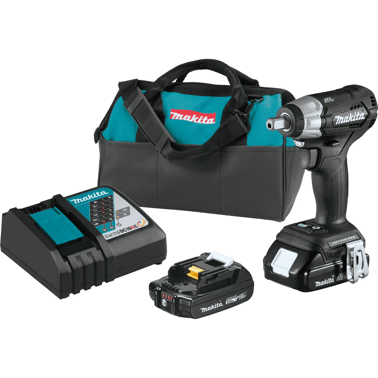 Picture of 18V LXT Lithium-Ion Sub-Compact Brushless Cordless 1/2" Sq. Drive Impact Wrench Kit (2.0Ah)