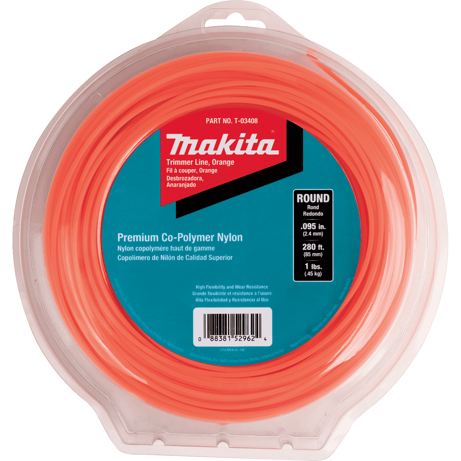 Picture of Round Trimmer Line, 0.095”, Orange, 280’, 1 lbs.