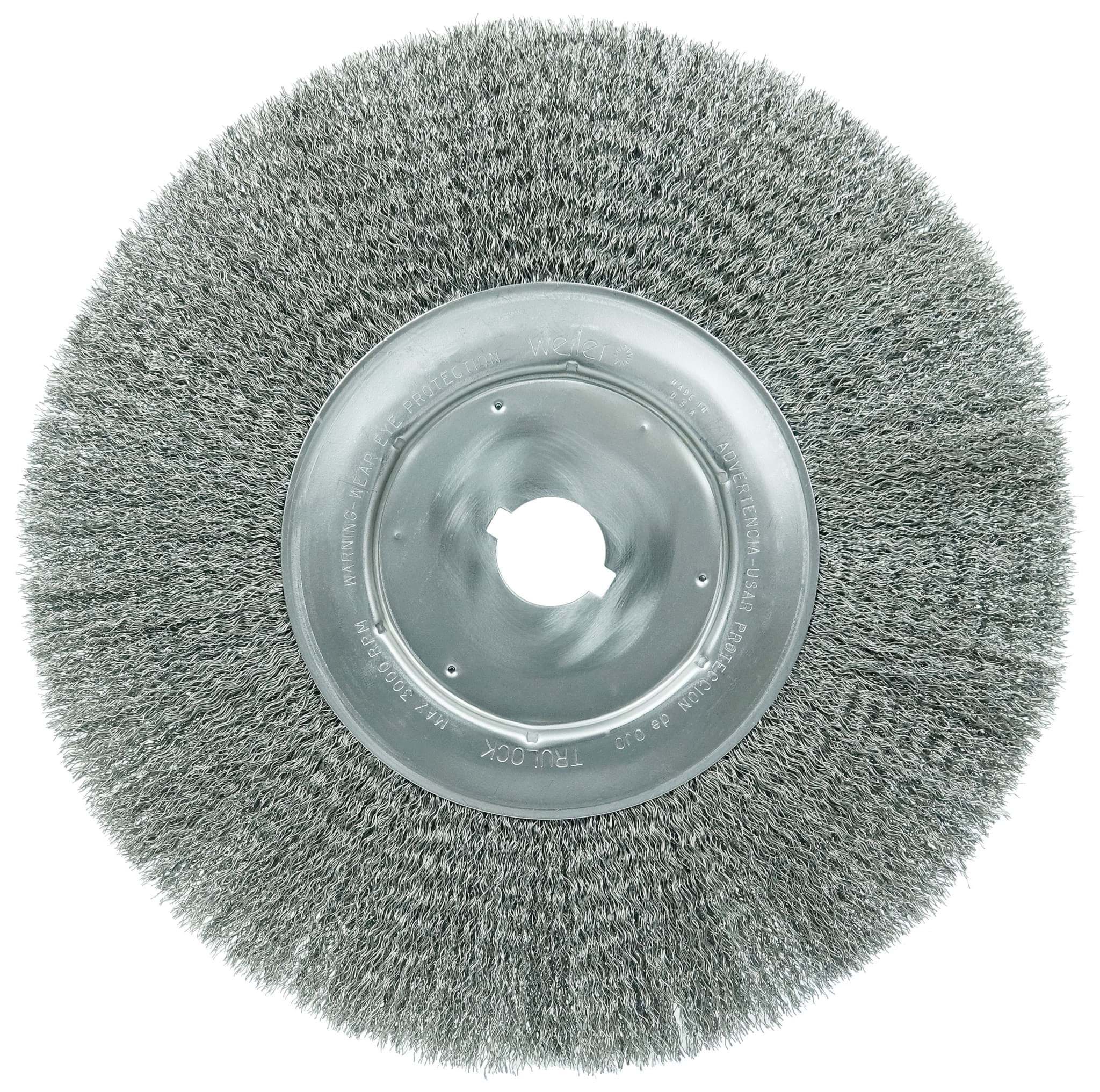 Picture of 12" Narrow Face Crimped Wire Wheel, .014" Steel Fill, 1-1/4" Arbor Hole