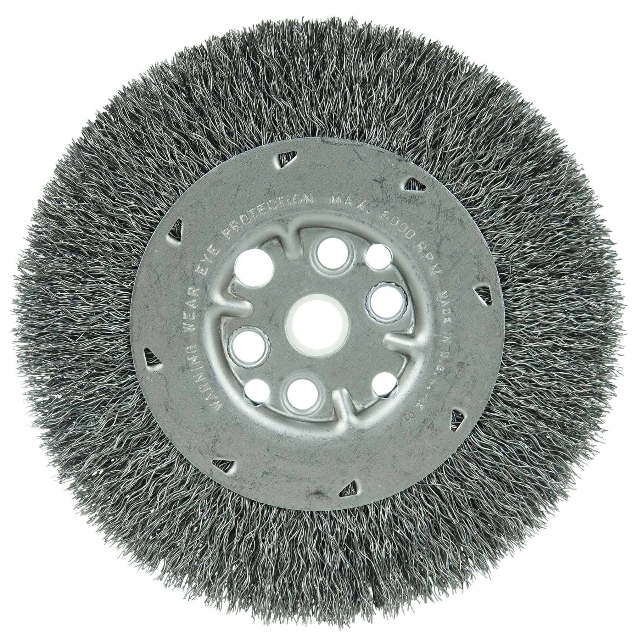 Picture of 6" Maximum Density Crimped Wire Wheel, .014" Steel Fill, 5/8"-1/2" Arbor Hole
