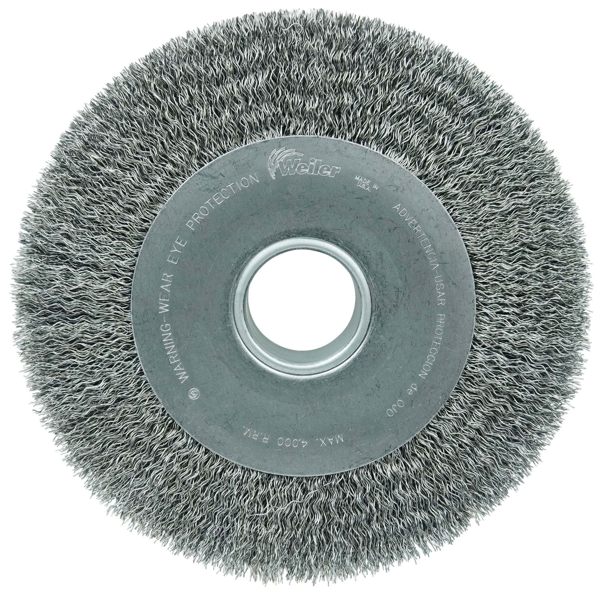Picture of 10" Wide Face Crimped Wire Wheel, .014" Steel Fill, 2" Arbor Hole