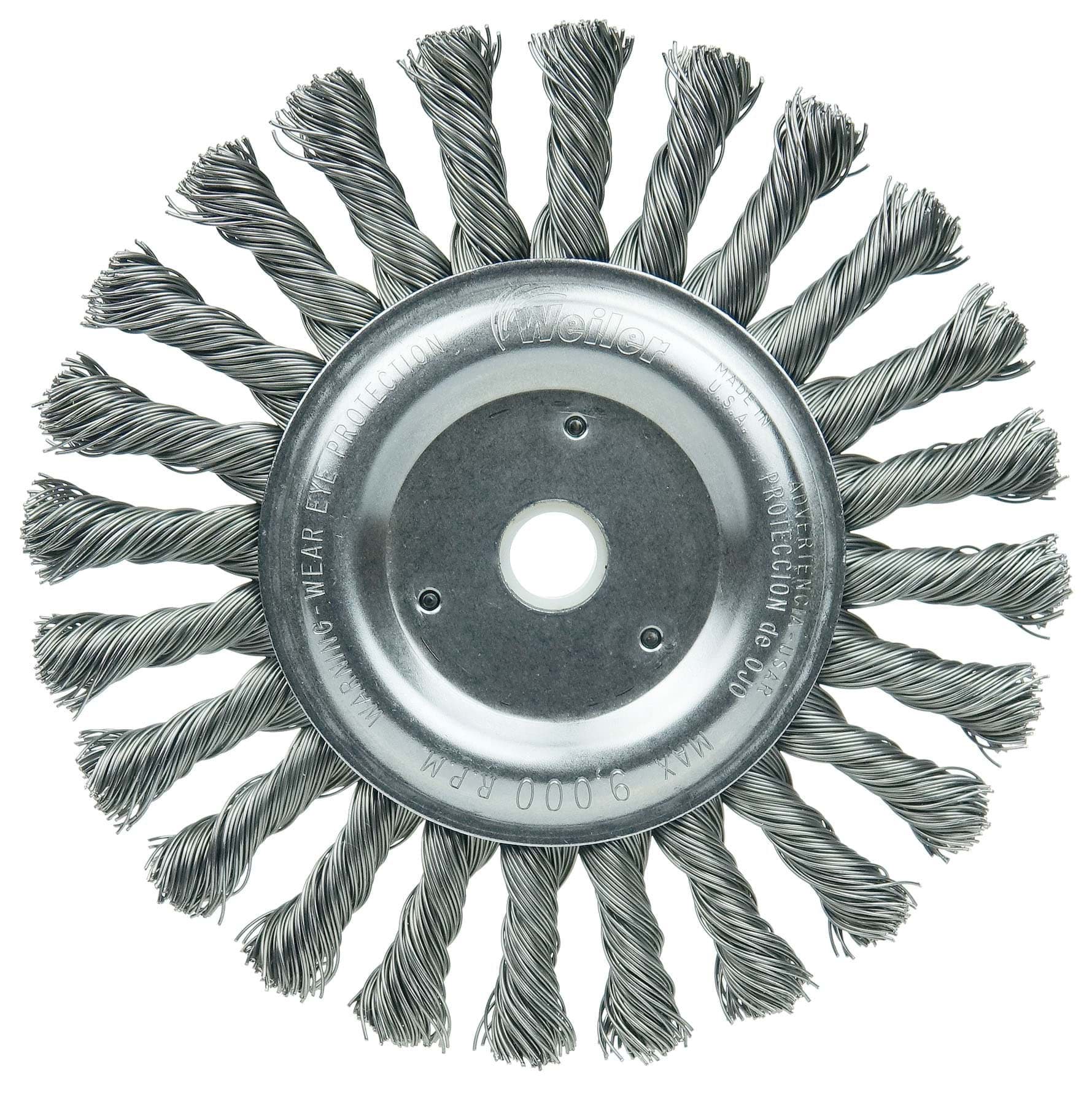 Picture of 6" Cable Twist Knot Wire Wheel, .023" Steel Fill, 5/8"-1/2" Arbor Hole