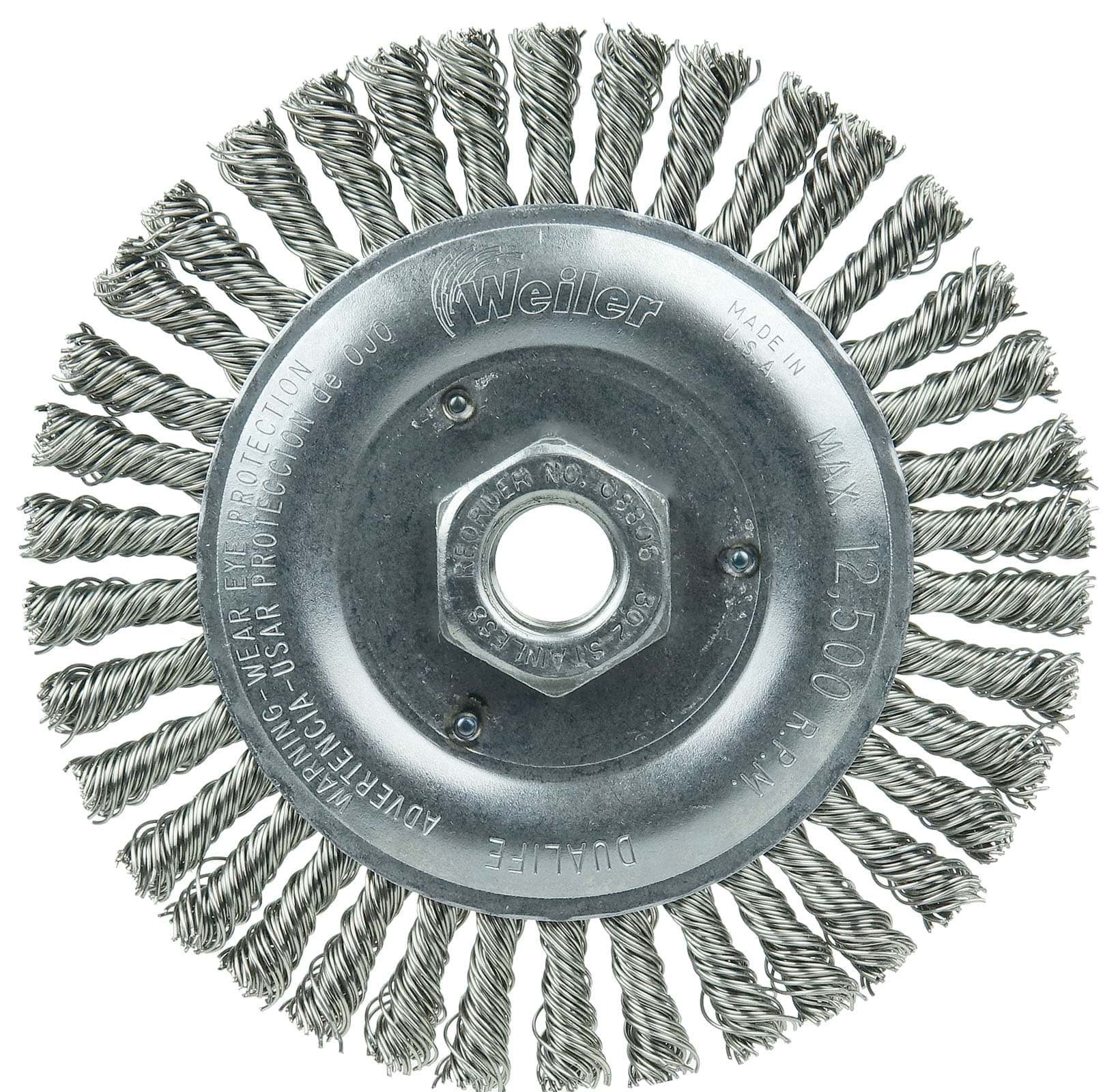 Picture of Roughneck Jr. 5" Root Pass Weld Cleaning Brush, .020 Stainless Steel Wire, 5/8"-11 UNC Nut
