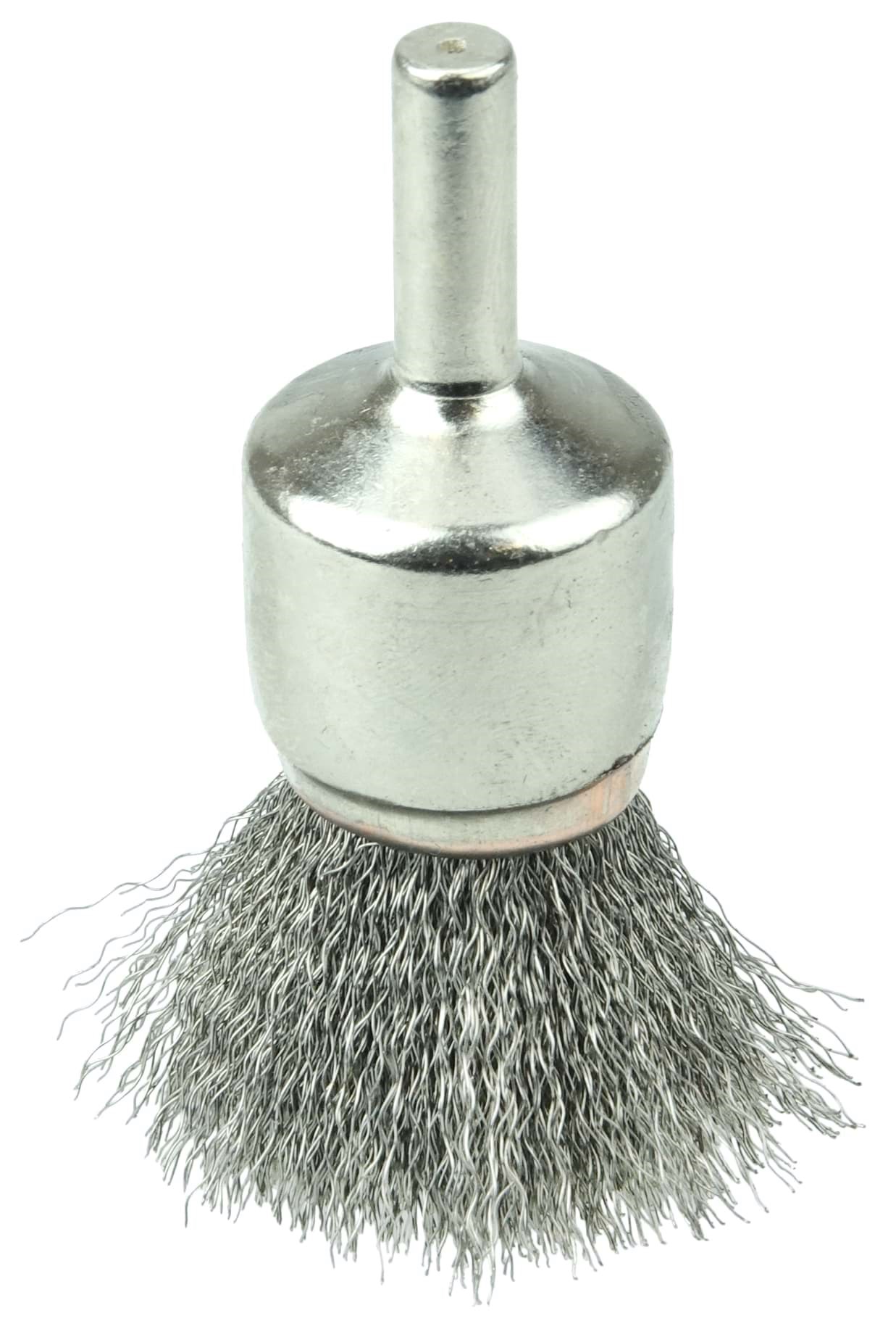 Picture of 3/4" Nickel-Plated Cup End Brush, .006" Stainless Steel Crimped Wire Fill