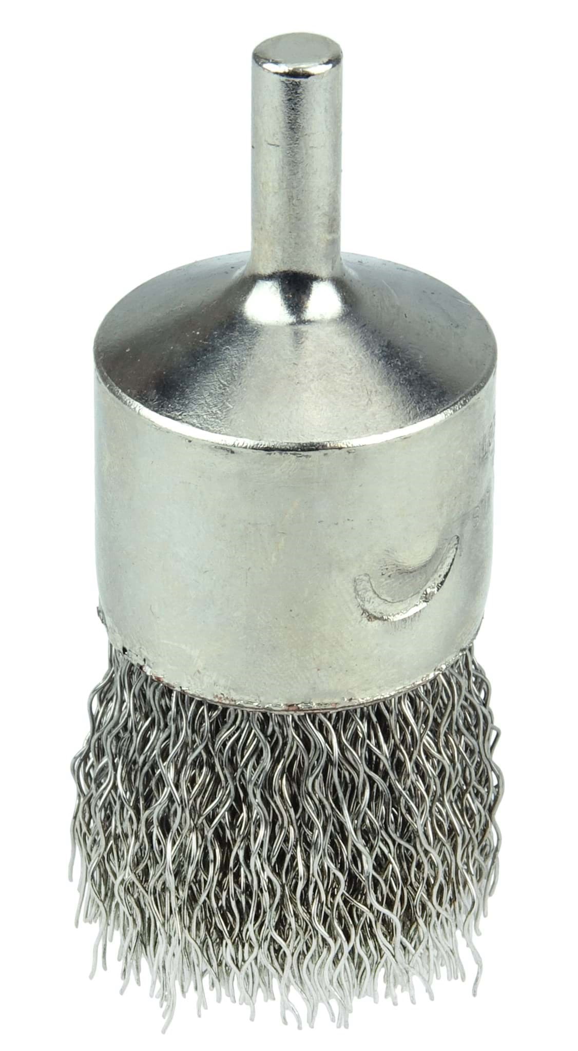 Picture of 1" Nickel-Plated Cup End Brush, .014" Stainless Steel Crimped Wire Fill