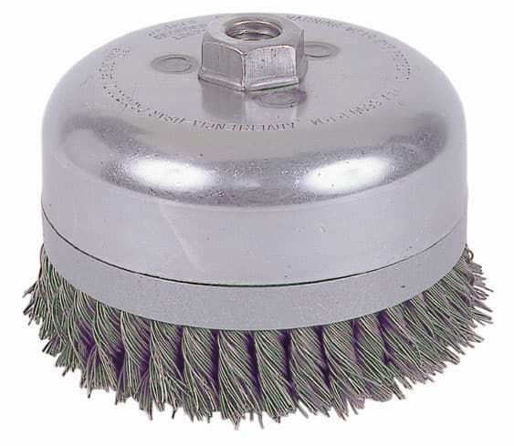 Picture of 6" Double Row Knot Wire Cup, Banded, .035" Steel Fill, 5/8"-11 UNC Nut