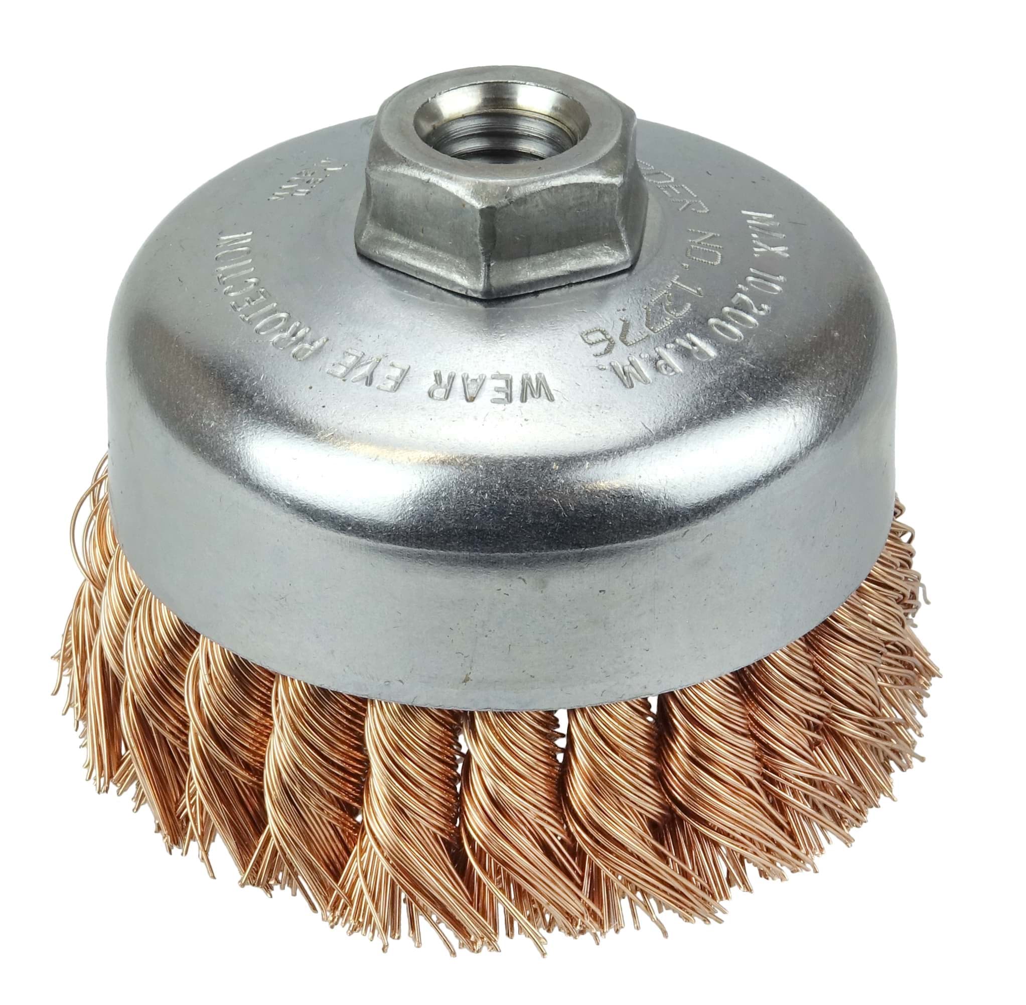 Picture of 4" Single Row Knot Wire Cup Brush, .020" Bronze, 5/8"-11 UNC Nut