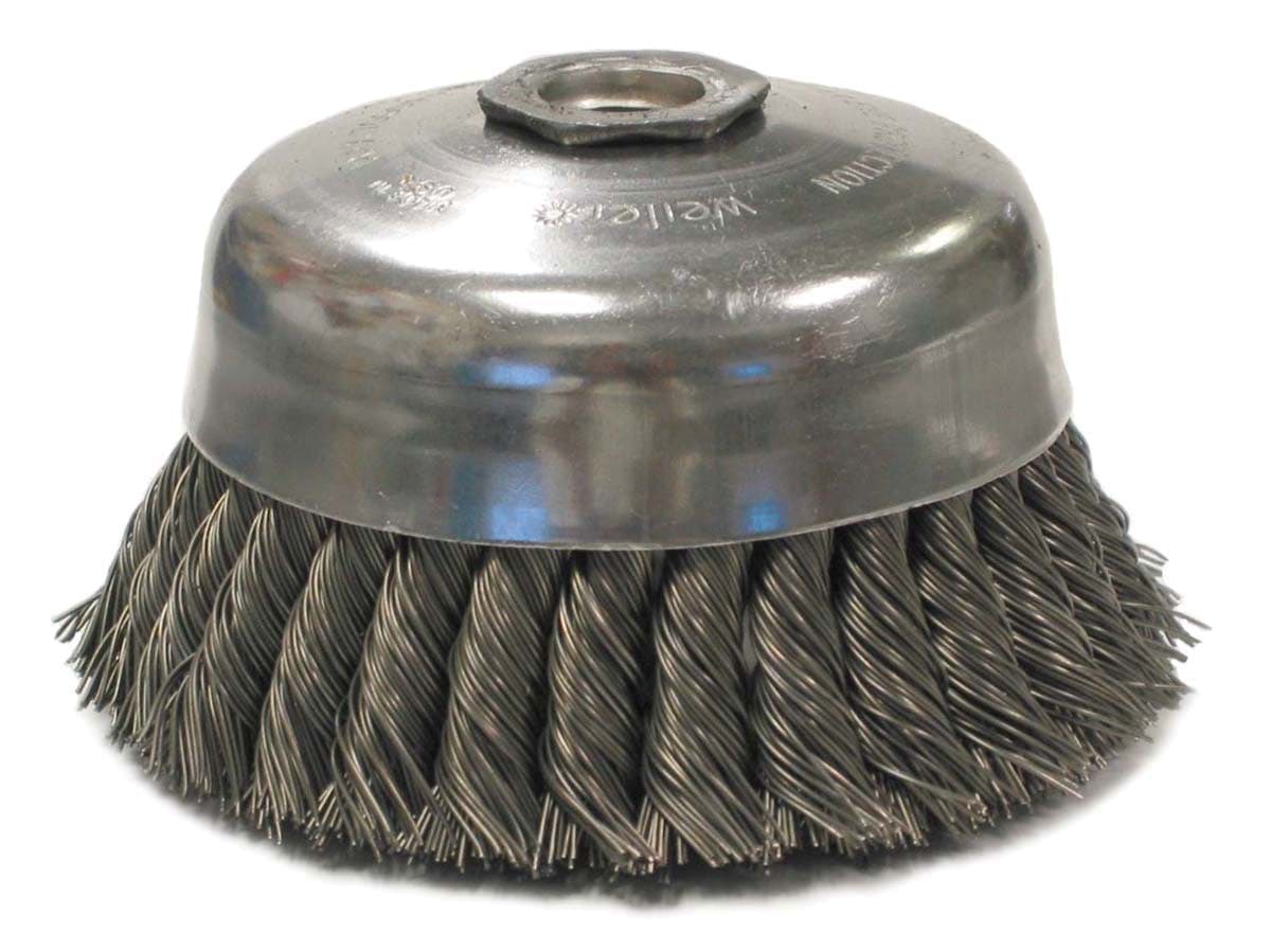 Picture of 4" Single Row Knot Wire Cup Brush, .023" Steel Fill, 5/8"-11 UNC Nut