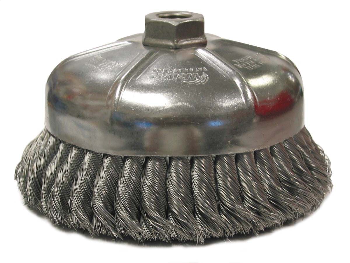 Picture of 6" Single Row Knot Wire Cup Brush, .023" Steel Fill, 5/8"-11 UNC Nut