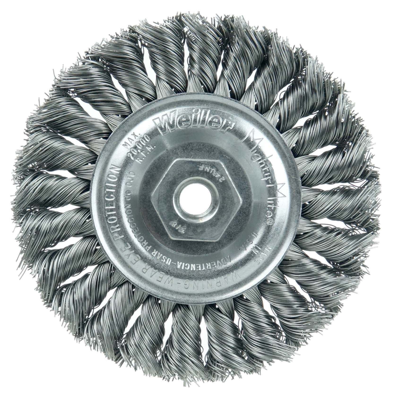 Picture of Standard Twist Knot Wire Wheel 4", .014" Steel Fill, 3/8"-24 UNF Nut