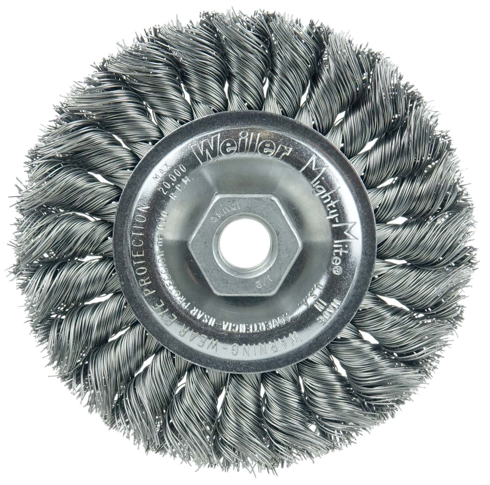Picture of Standard Twist Knot Wire Wheel 4", .014" Steel Fill, 1/2"-13 UNC Nut