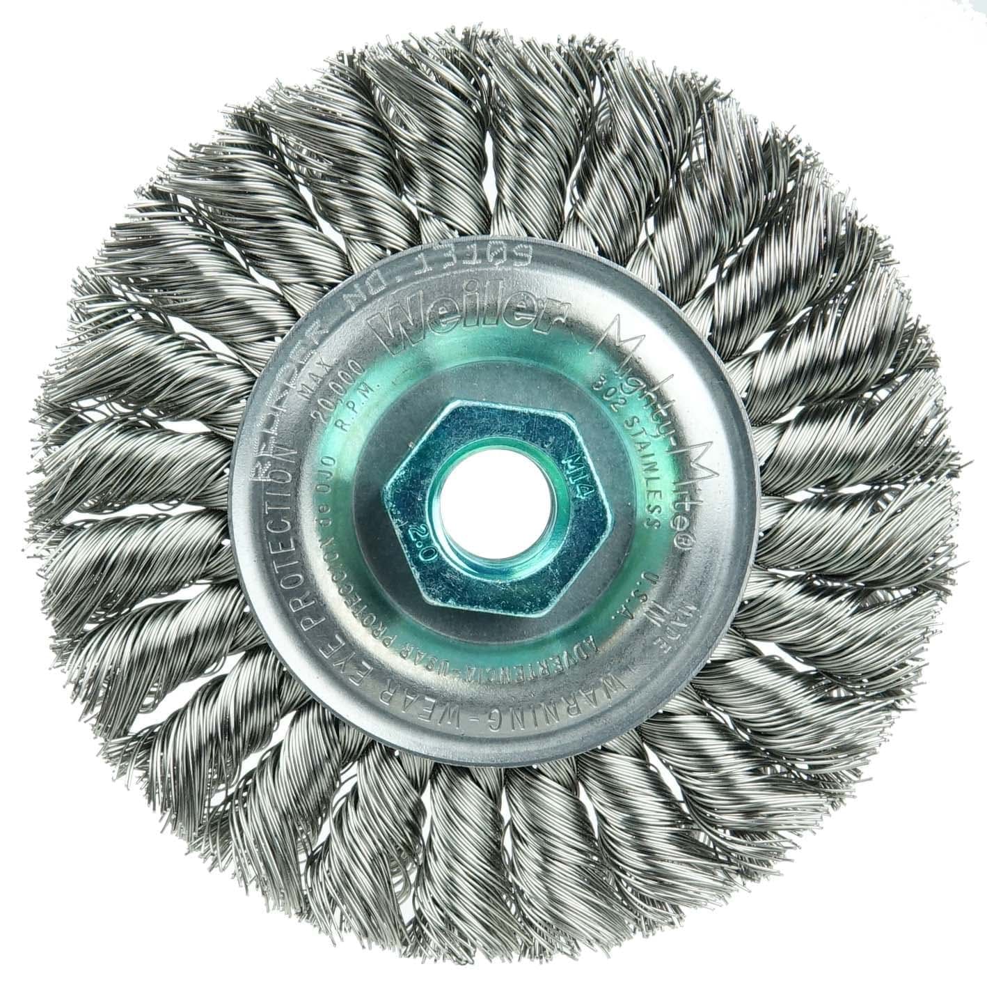 Picture of Standard Twist Knot Wire Wheel 4", .014" Stainless Steel Fill, M14 x 2.0 Nut