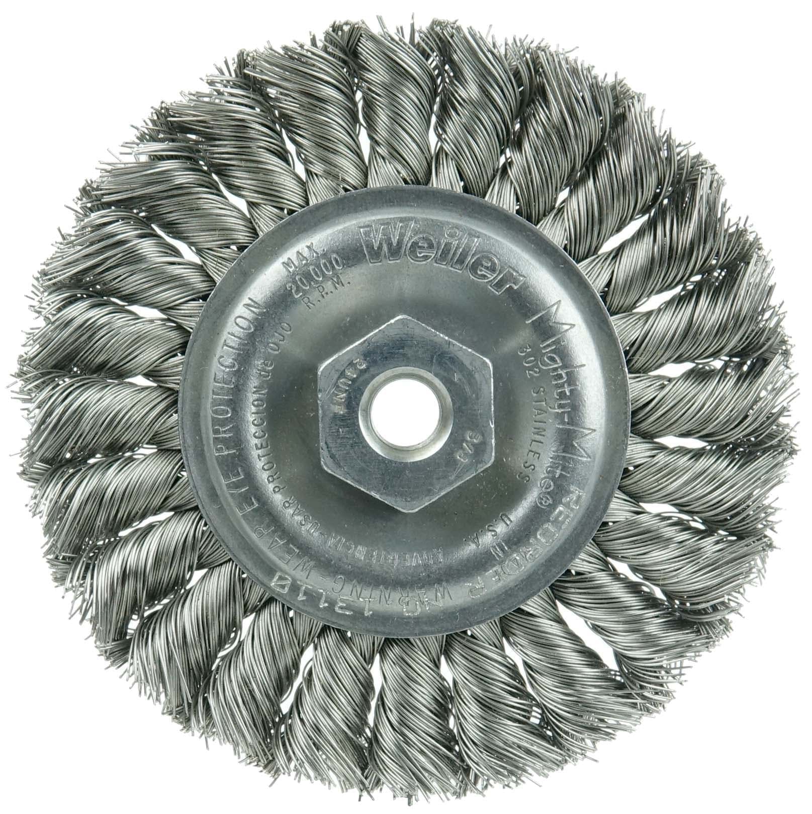 Picture of Standard Twist Knot Wire Wheel 4", .014" Stainless Steel Fill, 3/8"-24 UNF Nut