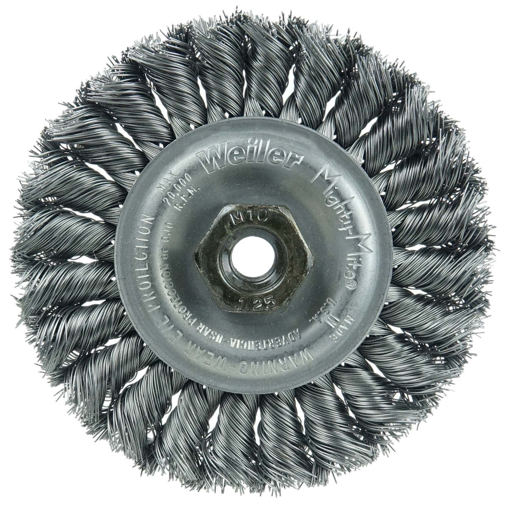 Picture of Standard Twist Knot Wire Wheel 4", .020" Steel Fill, M10x1.25 Nut