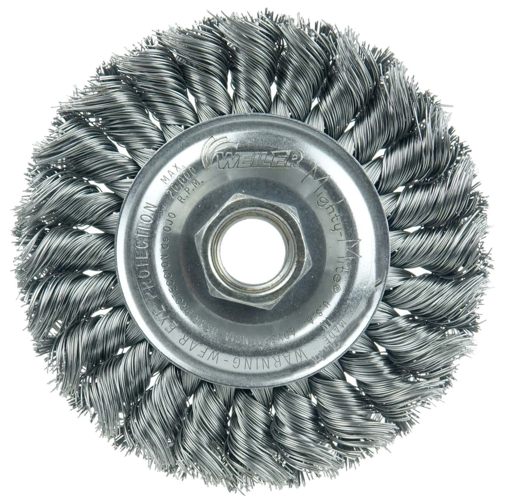 Picture of Standard Twist Knot Wire Wheel 4", .020" Steel Fill, 5/8"-11 UNC Nut