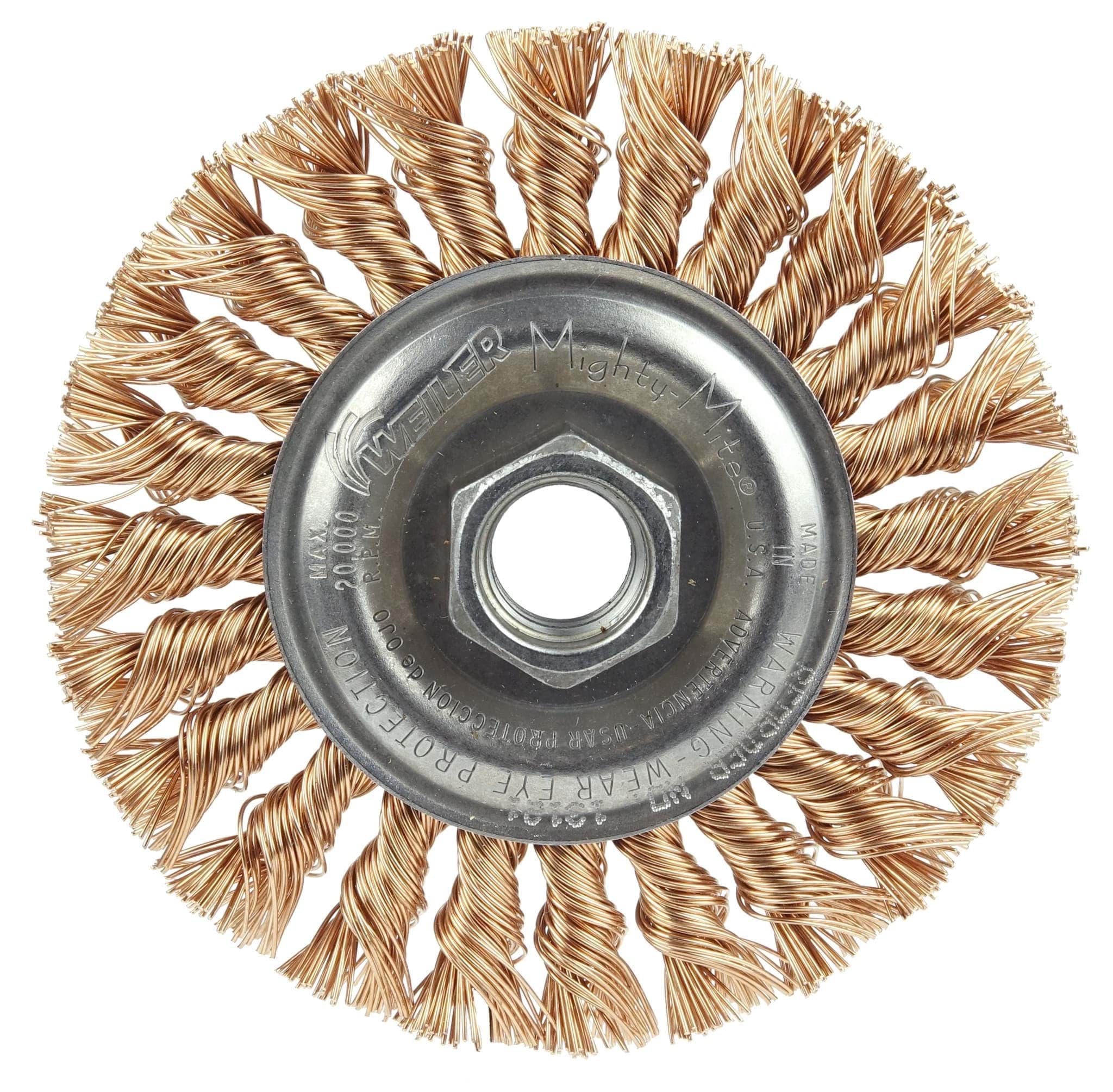 Picture of Standard Twist Knot Wire Wheel 4", .020" Bronze, 5/8"-11 UNC Nut