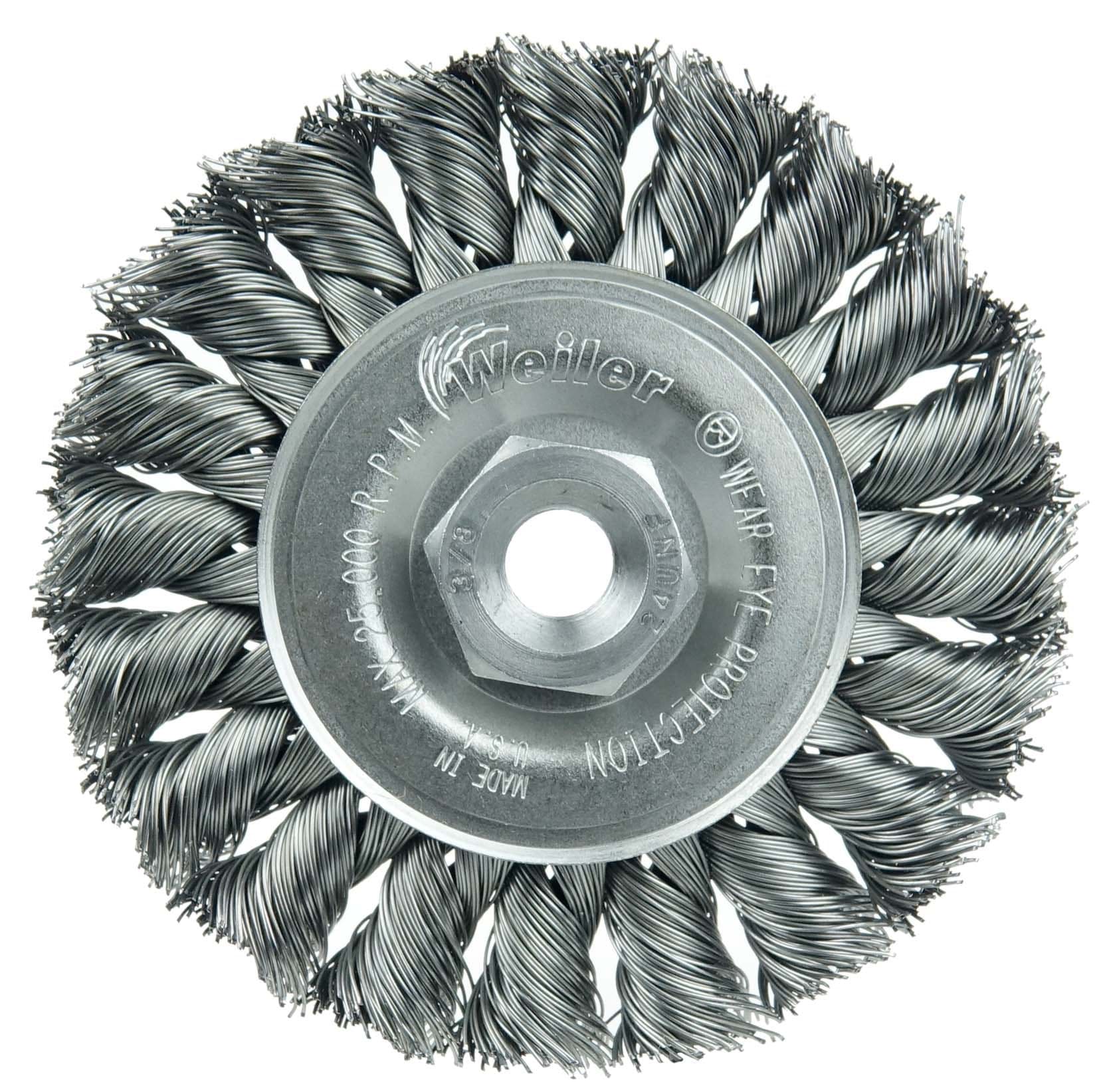 Picture of 3" Standard Twist Knot Wire Wheel, .014" Steel Fill, 3/8"-24 UNF Nut