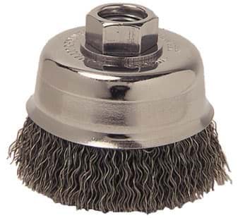 Picture of 3" Crimped Wire Cup Brush, .014" Steel Fill, 1/2"-13 UNC Nut
