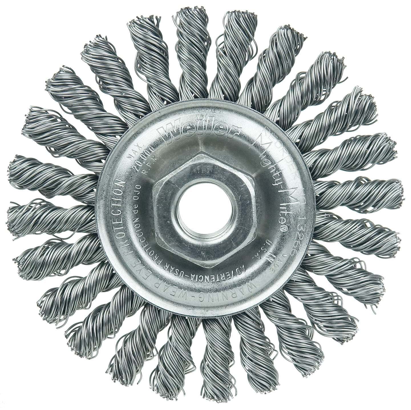 Picture of Cable Twist Knot Wire Wheel 4", .020" Steel Fill, 5/8"-11 UNC Nut