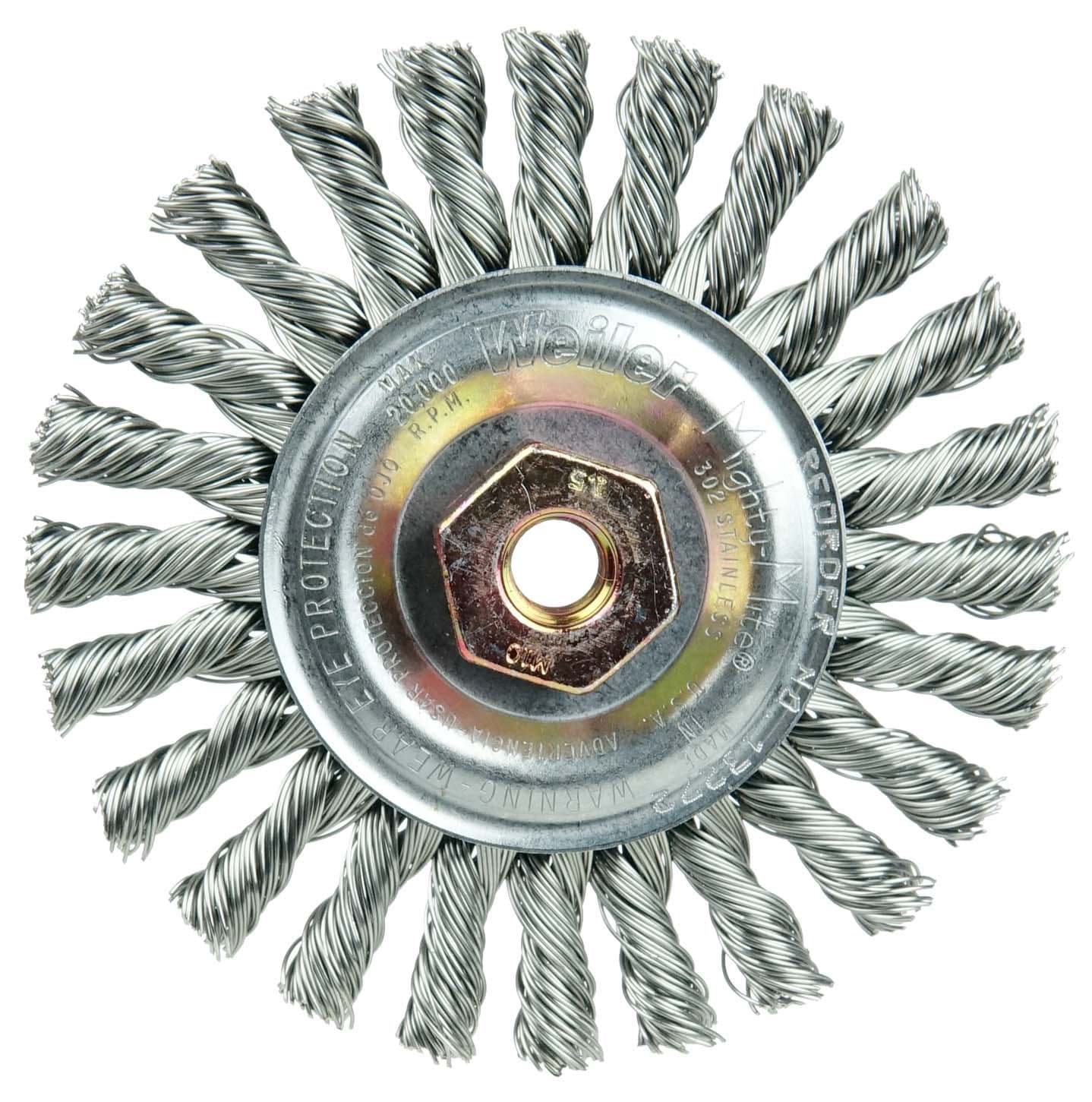 Picture of Cable Twist Knot Wire Wheel 4", .020" Stainless Steel Fill, M10x1.50 Nut