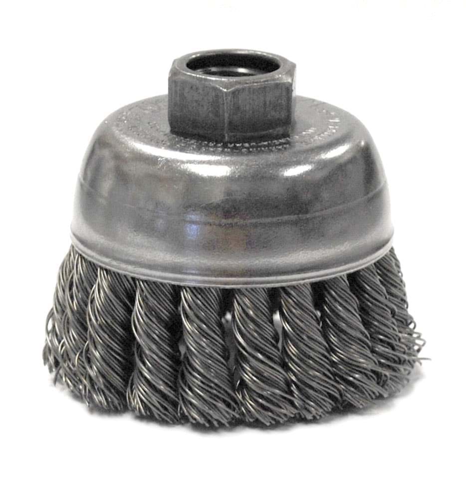 Picture of 2-3/4" Single Row Knot Wire Cup Brush, .020" Steel Fill, 1/2"-13 UNC Nut