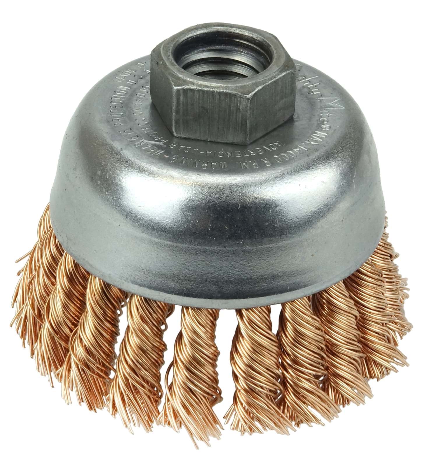 Picture of 2-3/4" Single Row Knot Wire Cup Brush, .020" Bronze, 5/8"-11 UNC Nut