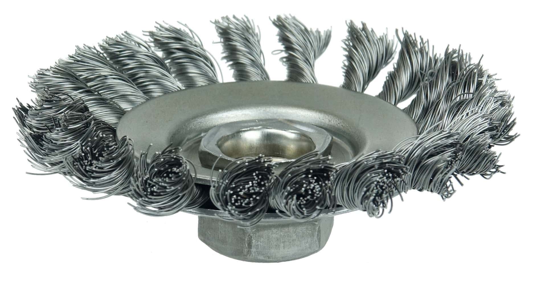 Picture of Knot Wire Bevel Brush 4", .020" Steel Fill, 5/8"-11 UNC Nut
