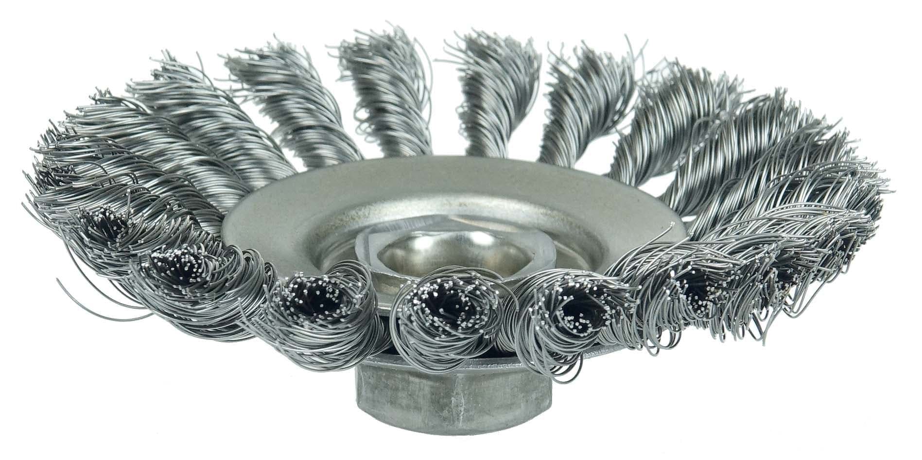 Picture of Knot Wire Bevel Brush 4-1/2", .020" Steel Fill, 5/8"-11 UNC Nut