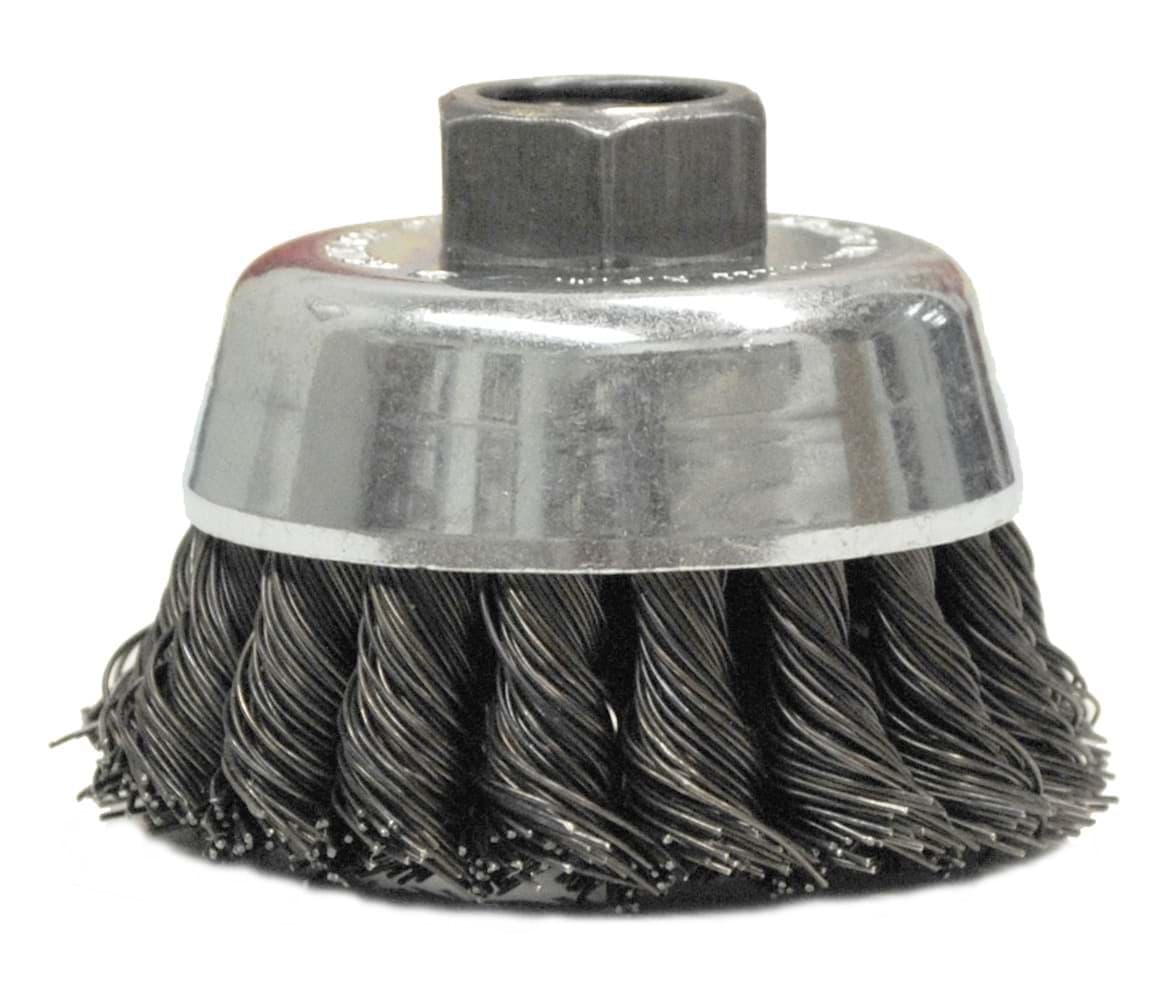 Picture of 2-3/4" Single Row Knot Wire Cup Brush, .020" Steel Fill, M10x1.25 Nut