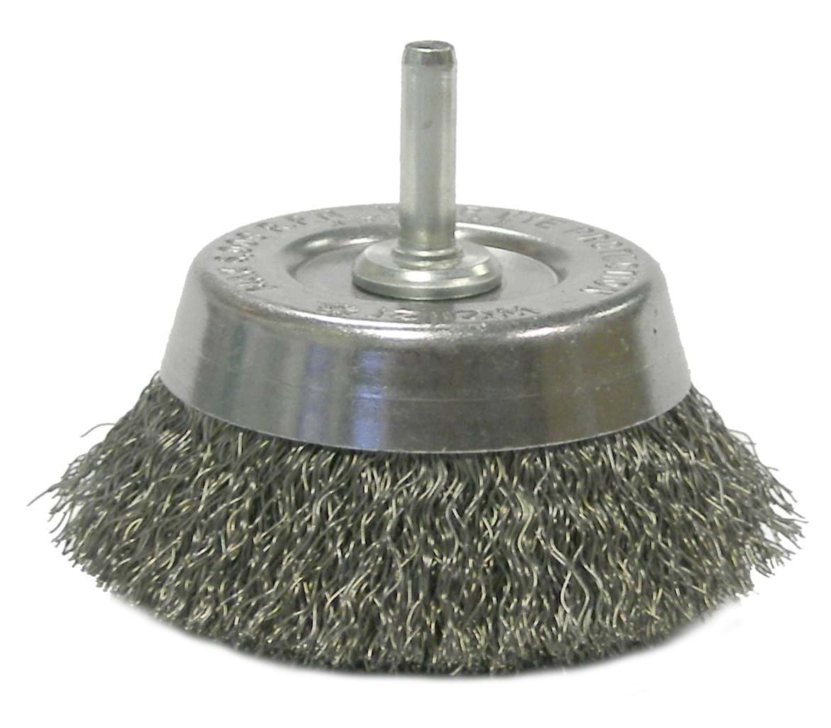 Picture of 2 3/4" Crimped Wire Utility Cup Brush .0118" Steel Fill, 1/4" Stem