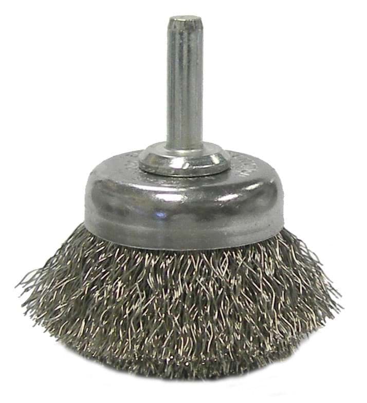 Picture of 1-3/4" Crimped Wire Utility Cup Brush, .0118" Stainless Steel Fill, 1/4" Stem
