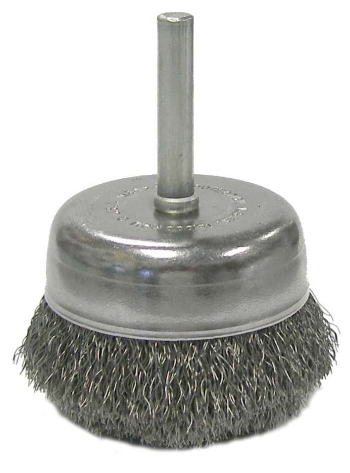 Picture of 2" Crimped Wire Utility Cup Brush, .008" Steel Fill, 1/4" Stem