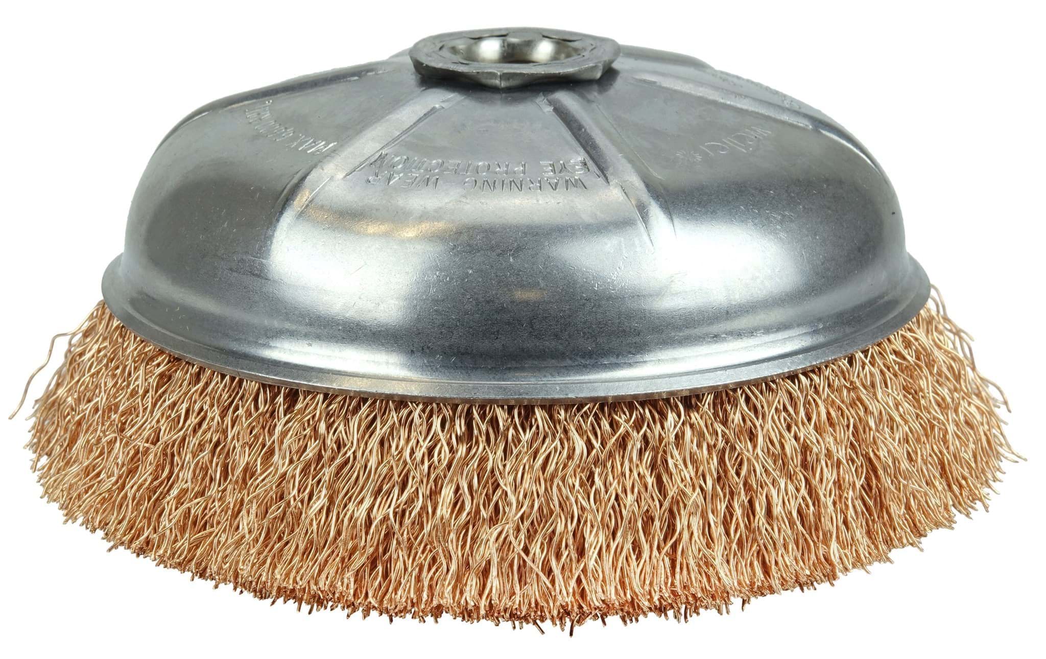 Picture of 6" Crimped Wire Cup Brush , .020" Bronze Fill, 5/8"-11 UNC Nut