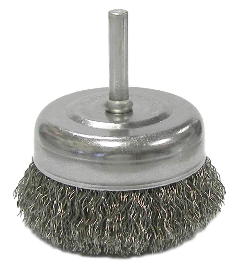 Picture of 2-1/2" Crimped Wire Utility Cup Brush, .014" Steel Fill, 1/4" Stem
