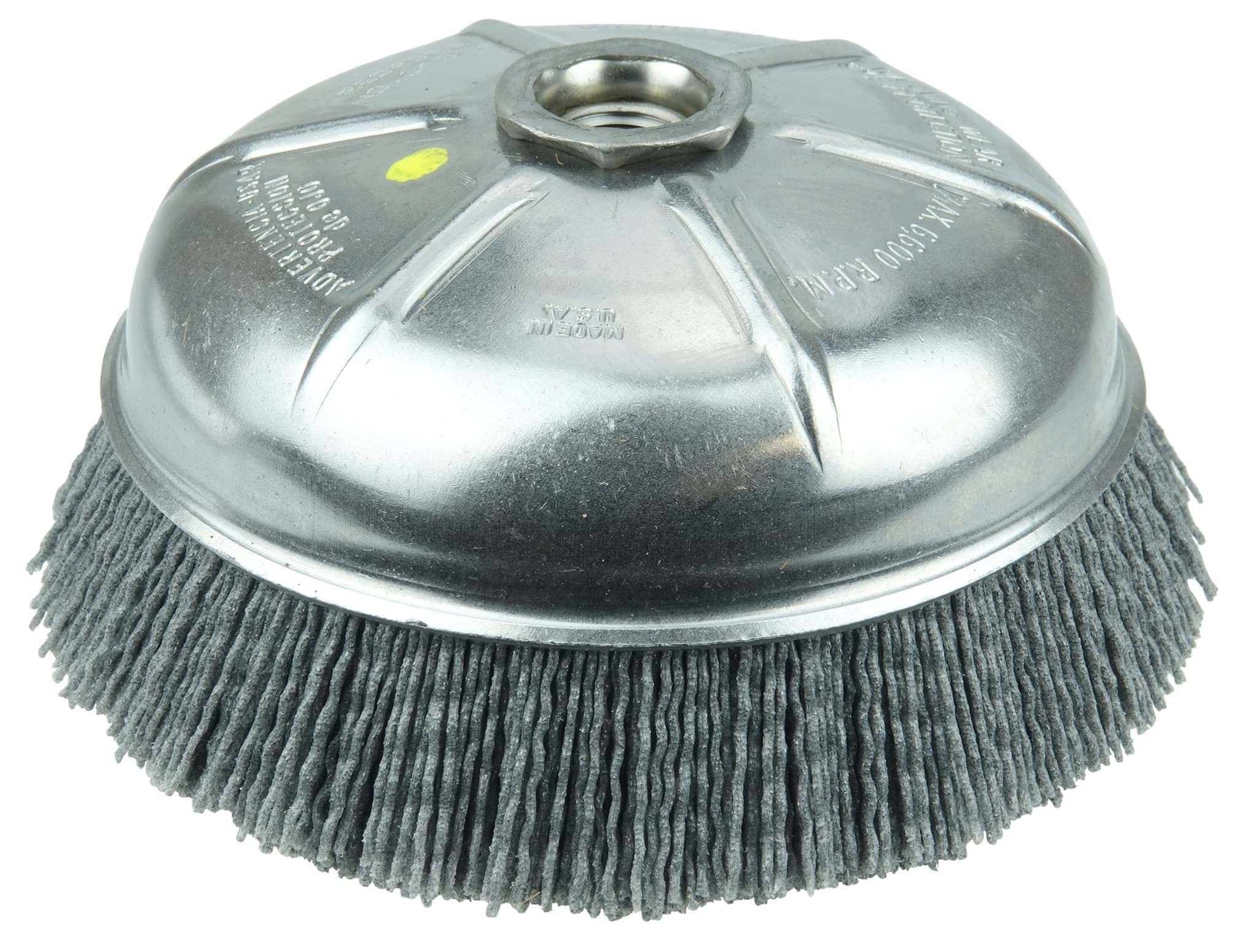 Picture of 6" Nylox Cup Brush , .040/80SC Crimped Fill, 5/8"-11 UNC Nut