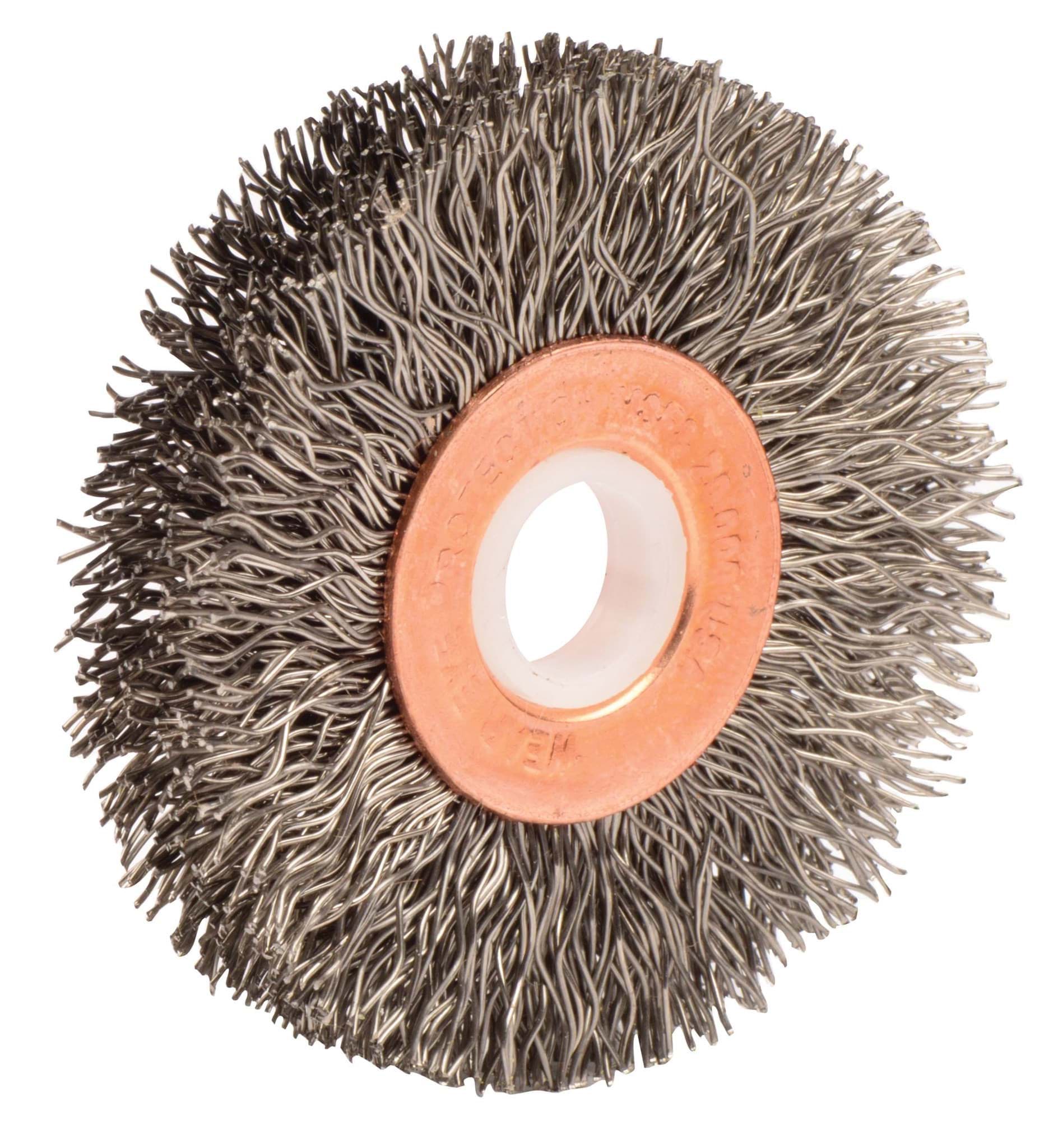 Picture of 2" Small Diameter Crimped Wire Wheel, .014" Steel Fill, 1/2"-3/8" Arbor Hole
