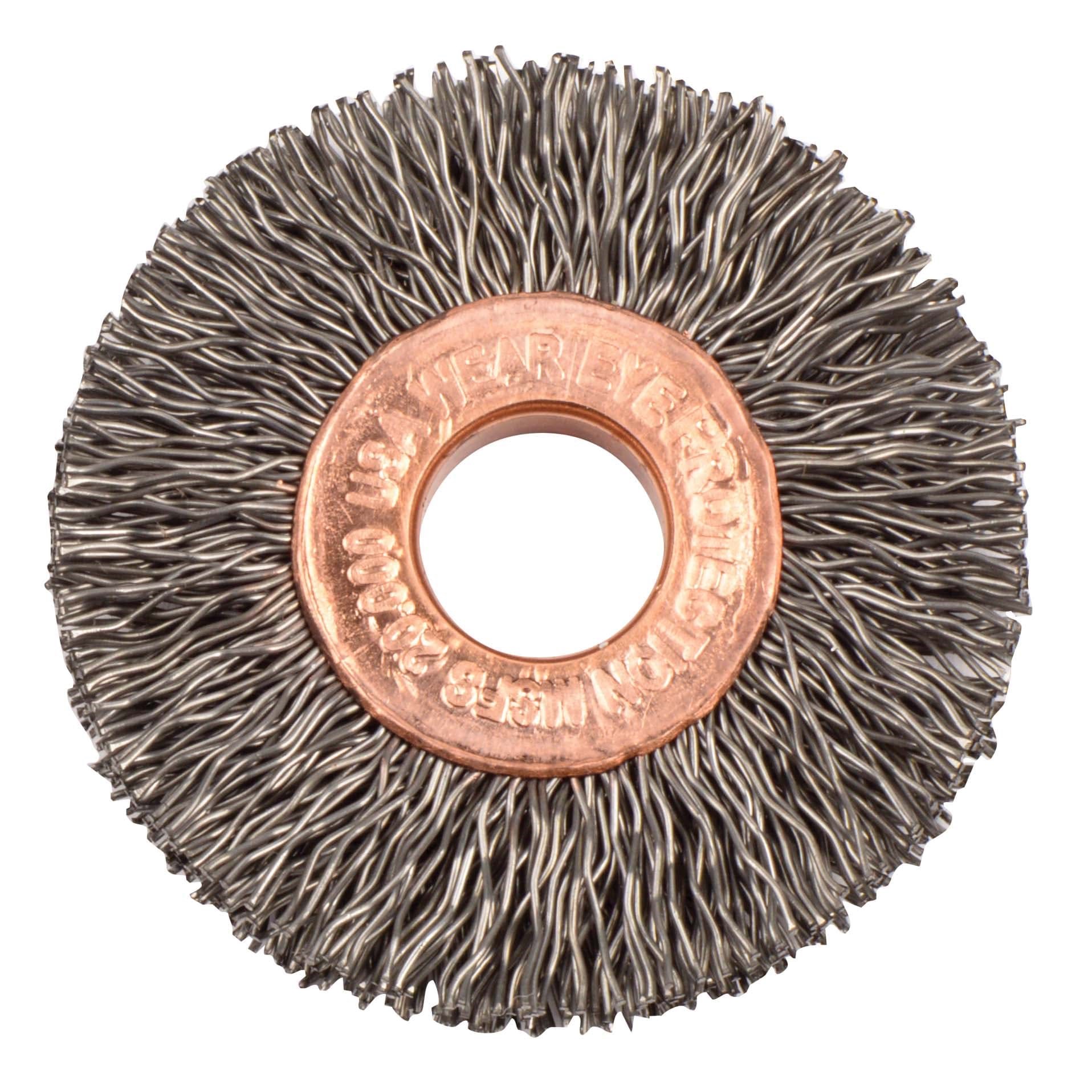 Picture of 1-1/2" Small Diameter Crimped Wire Wheel, .014" Steel Fill, 3/8" Arbor Hole