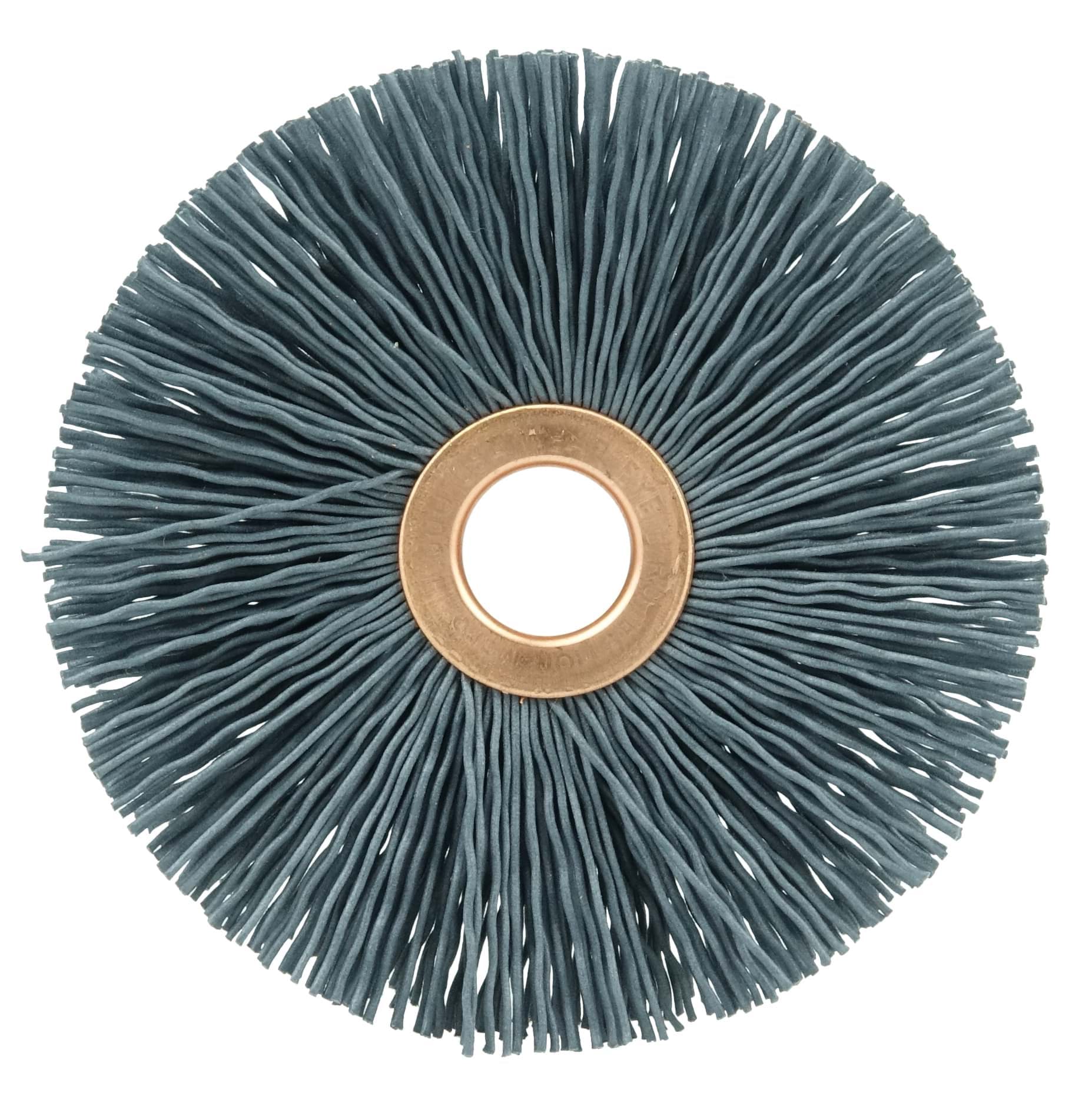 Picture of 3" Small Diameter Nylox Wheel Brush, .022/120SC Crimped Fill, 1/2" Arbor Hole