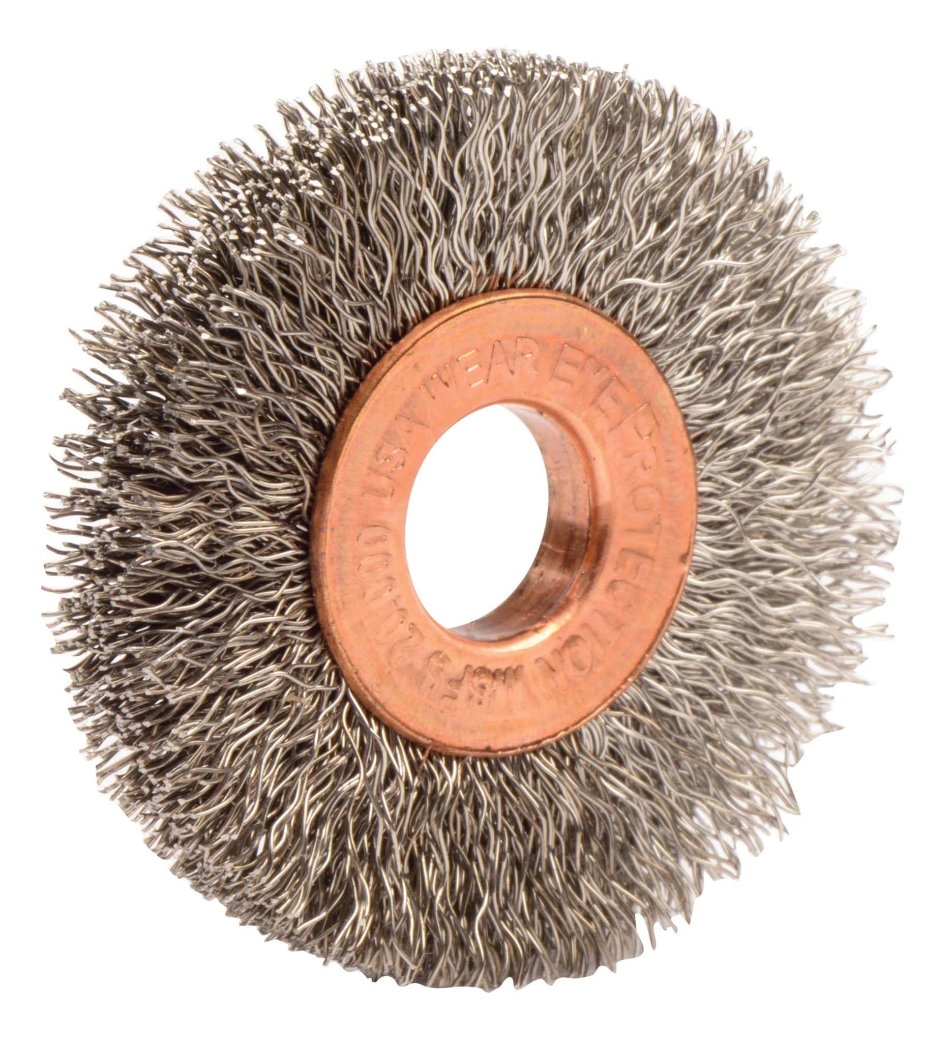 Picture of 1-1/2" Small Diameter Crimped Wire Wheel, .008" Stainless Steel Fill, 3/8" Arbor Hole