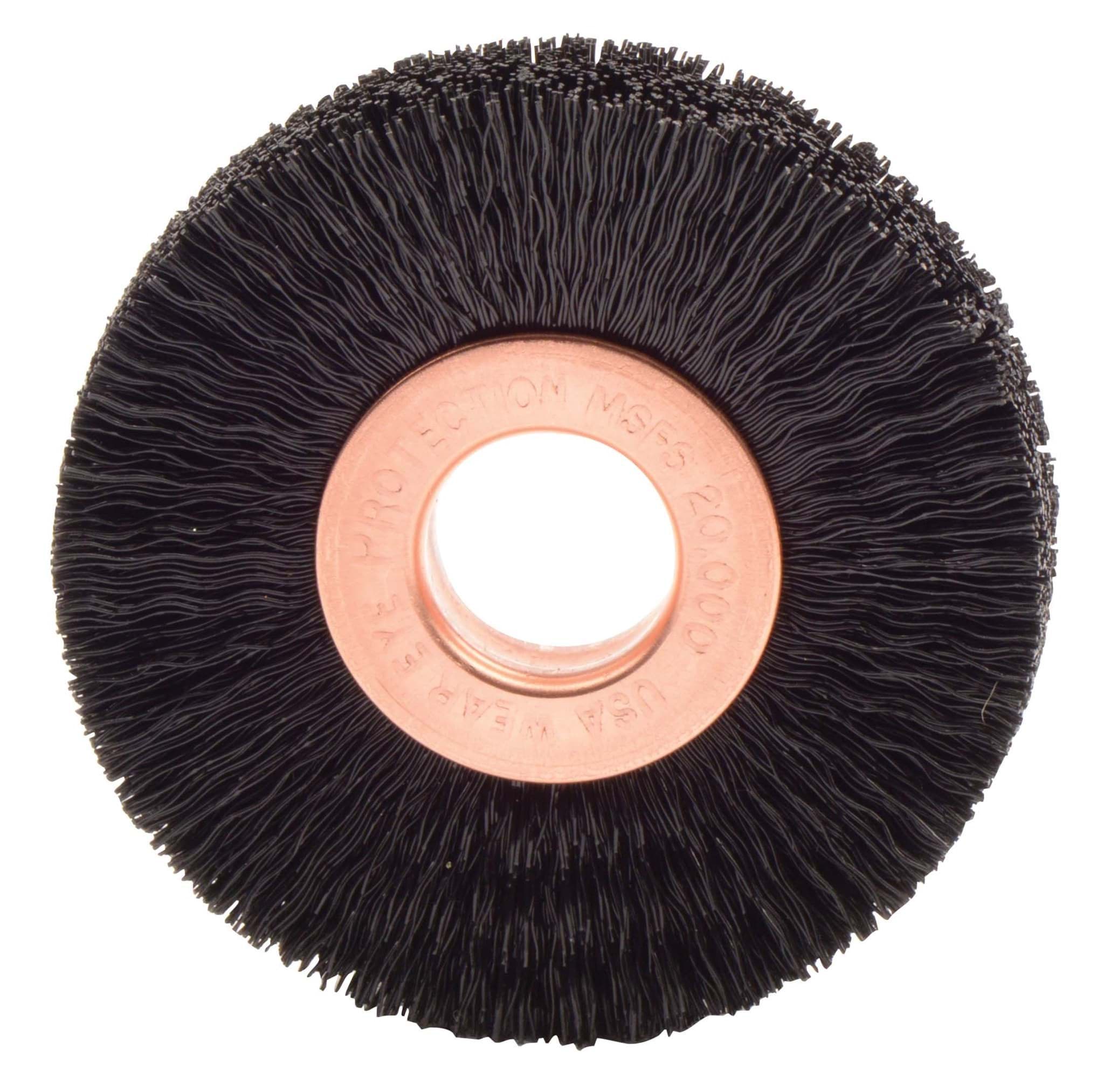 Picture of 2" Small Diameter Nylon Wheel Brush, .010" Crimped Black Nylon Fill, 1/2" Arbor Hole